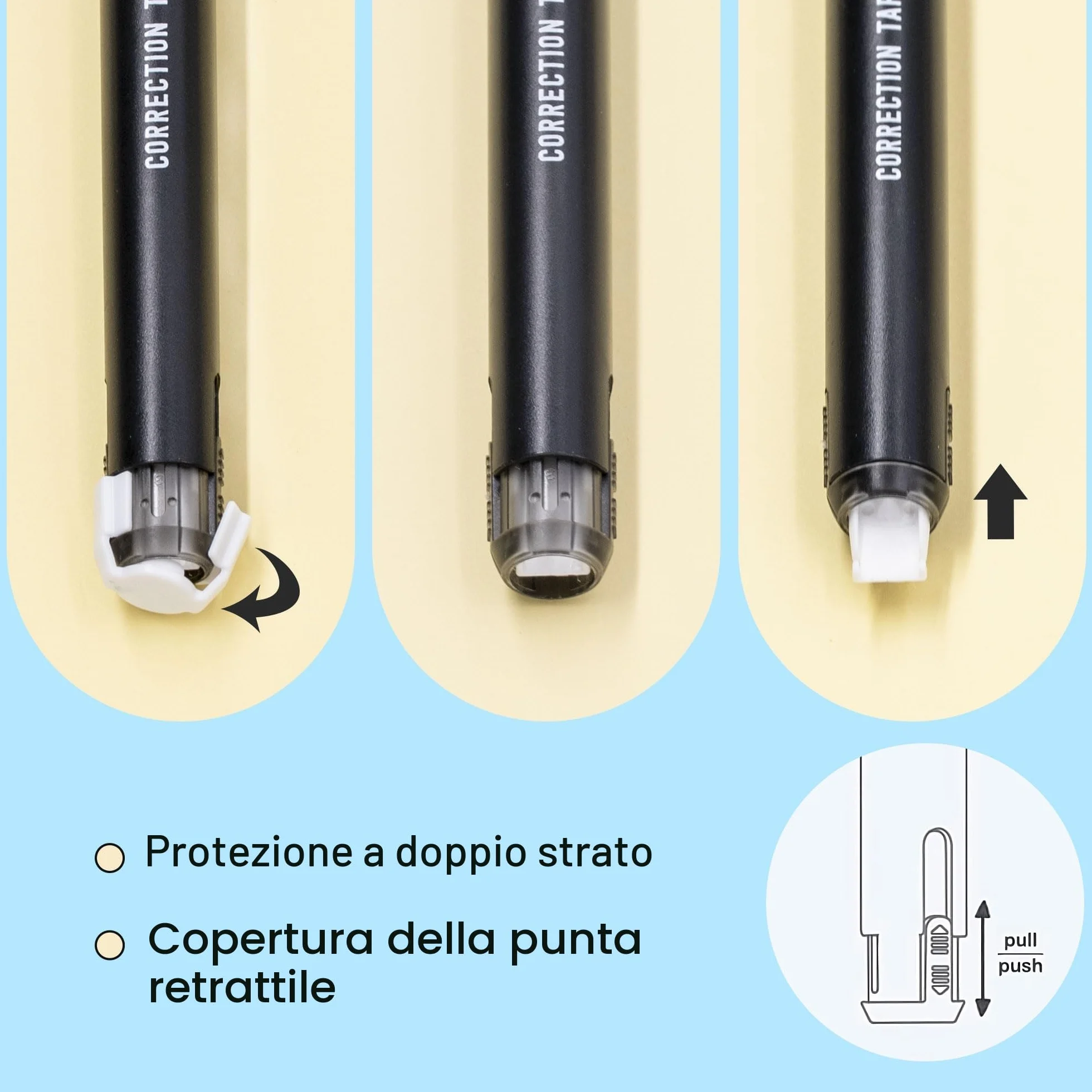 STATIONERY ISLAND Bianchetto a Nastro 10 Pezzi 50m Correttore a Nastro Tascabile 5mm