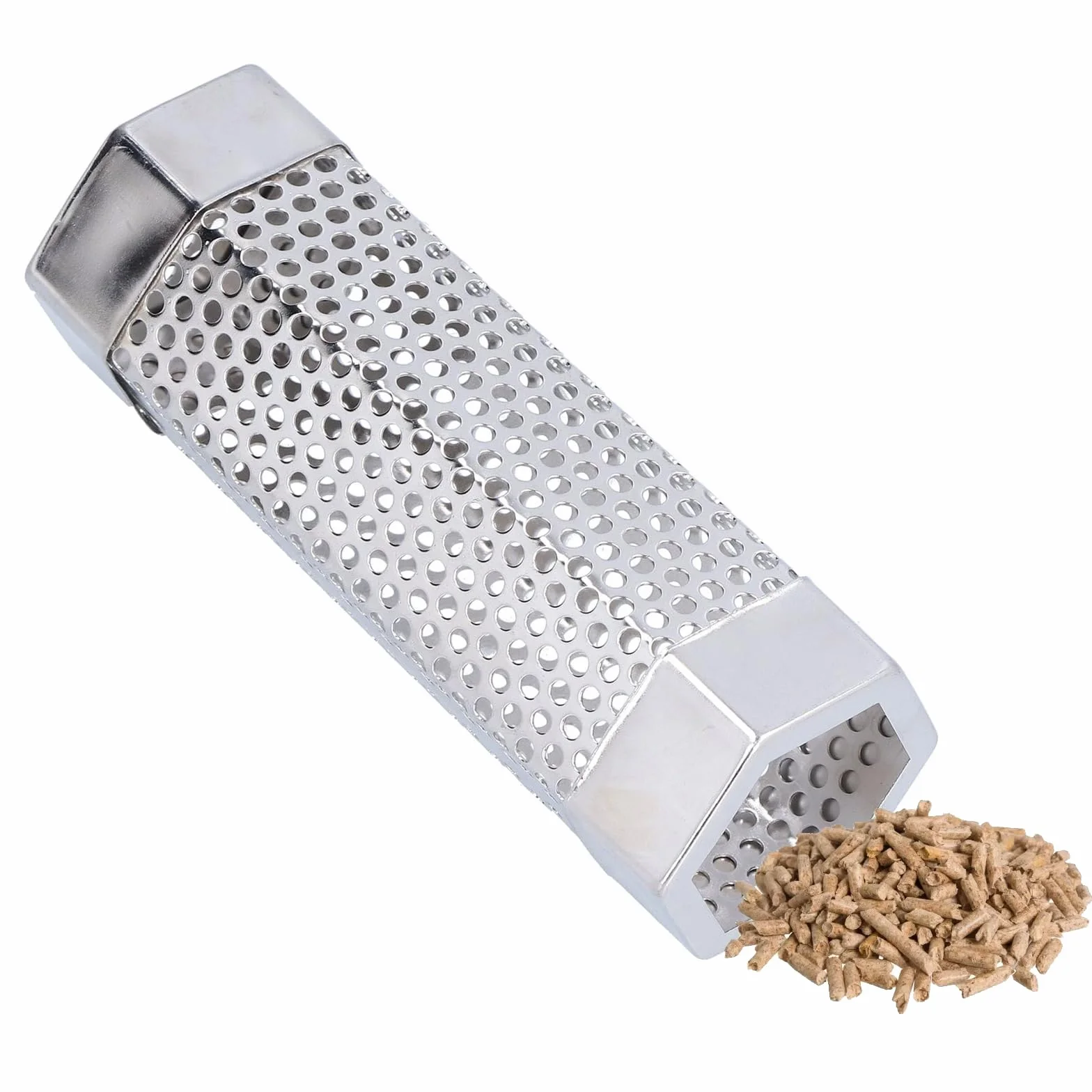 Tubo e Affumicatore per Barbecue e Affumicatore, BBQ in Pellet, Griglia Tubo, Acciaio Inox per Barbecue a Gas, Elettrico e a Carbone