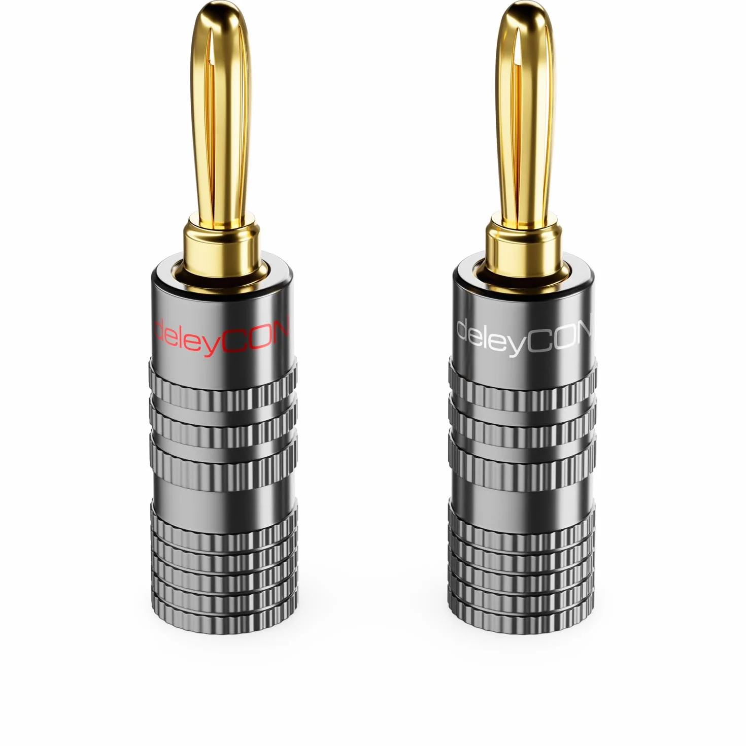 deleyCON 8 Pezzi Connettori a Banana Set Placcato Oro Avvitabile per Cavo Altoparlanti 0,75-4,5 mm HiFi Audio Home Theater Grigio