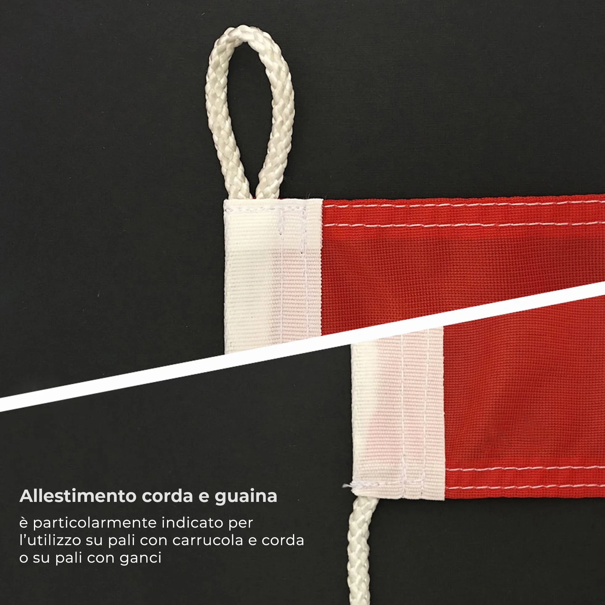 Bandiera Italia 100x150 cm poliestere NAUTICO 115 gr/mq doppia piega perimetrale con corda e guaina IN/OUT DOOR