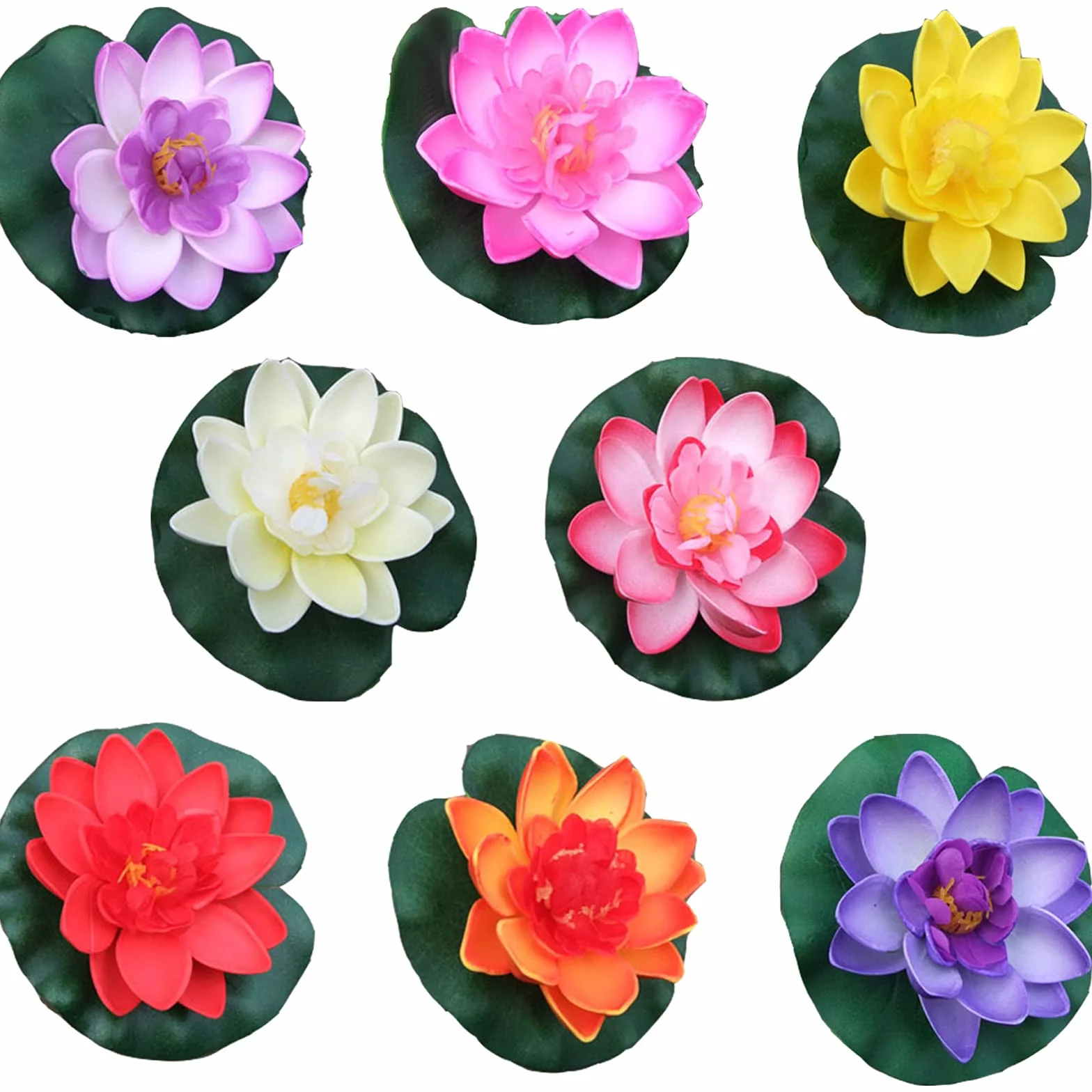 8 Pezzi Fiori Galleggianti per Laghetti, Decorazioni per Laghetti Galleggianti, Pianta di Ninfea, per l'uso in Piscine, Acquari, Scene di Ruscello (8 Colori)