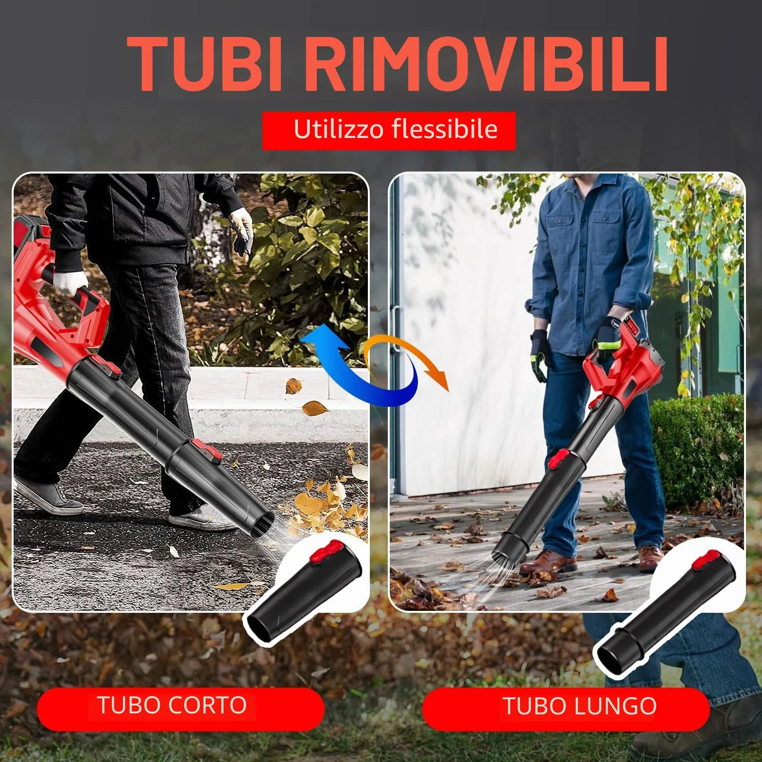 Soffiatore batteria 21 V, soffiatore di foglie senza fili con batteria e caricabatterie, 6 velocità, 210 km/h, soffiatore a foglia potente per giardino, manutenzione del prato e rimozione della neve