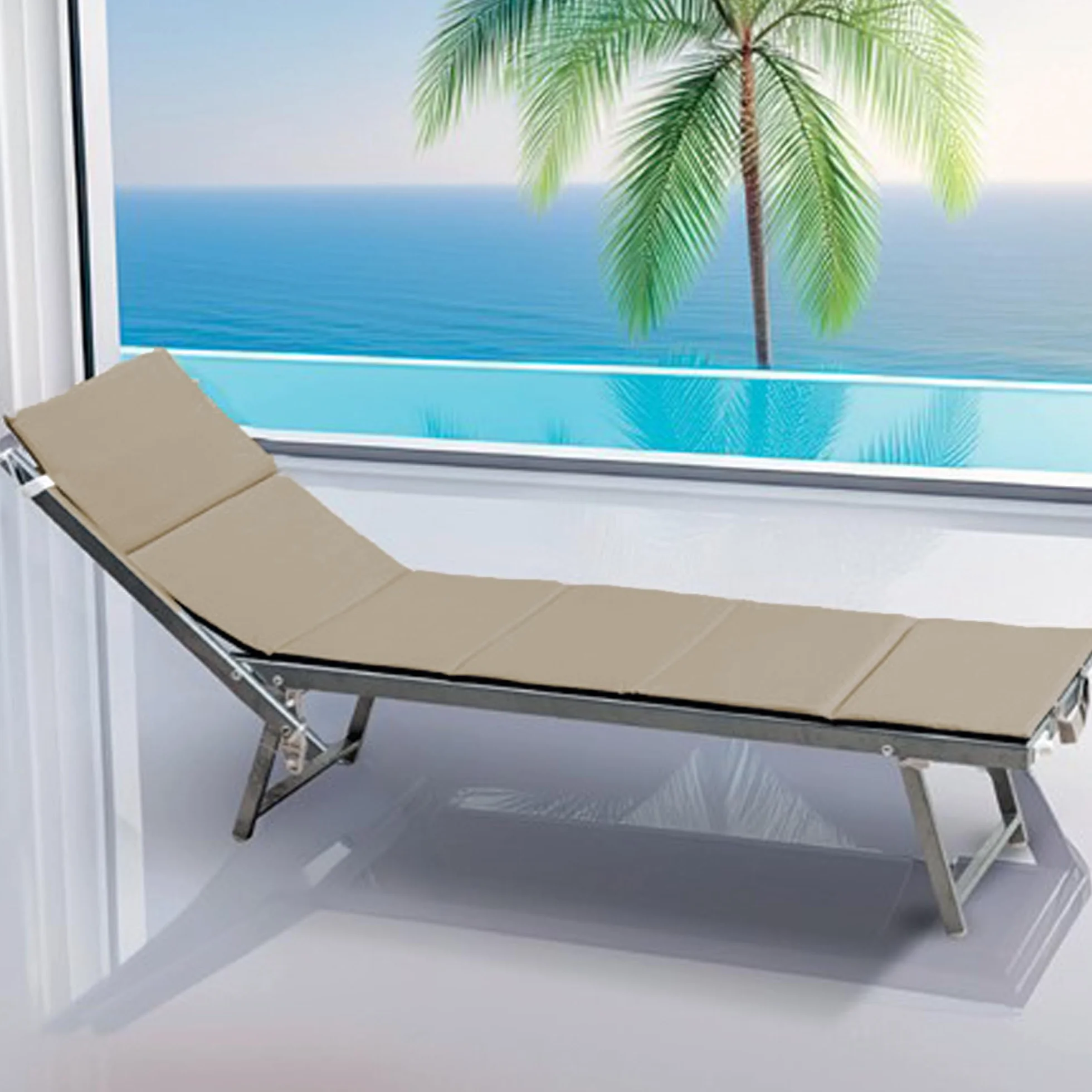 Home Tresor Cuscino Materassino per Sdraio Lettino Prendisole Spiaggia Giardino Imbottito Pieghevole da Esterno con 2 Maniglie Resistente alla SABBIA e all'Acqua IMPERMEABILE Antiumidità - Dove