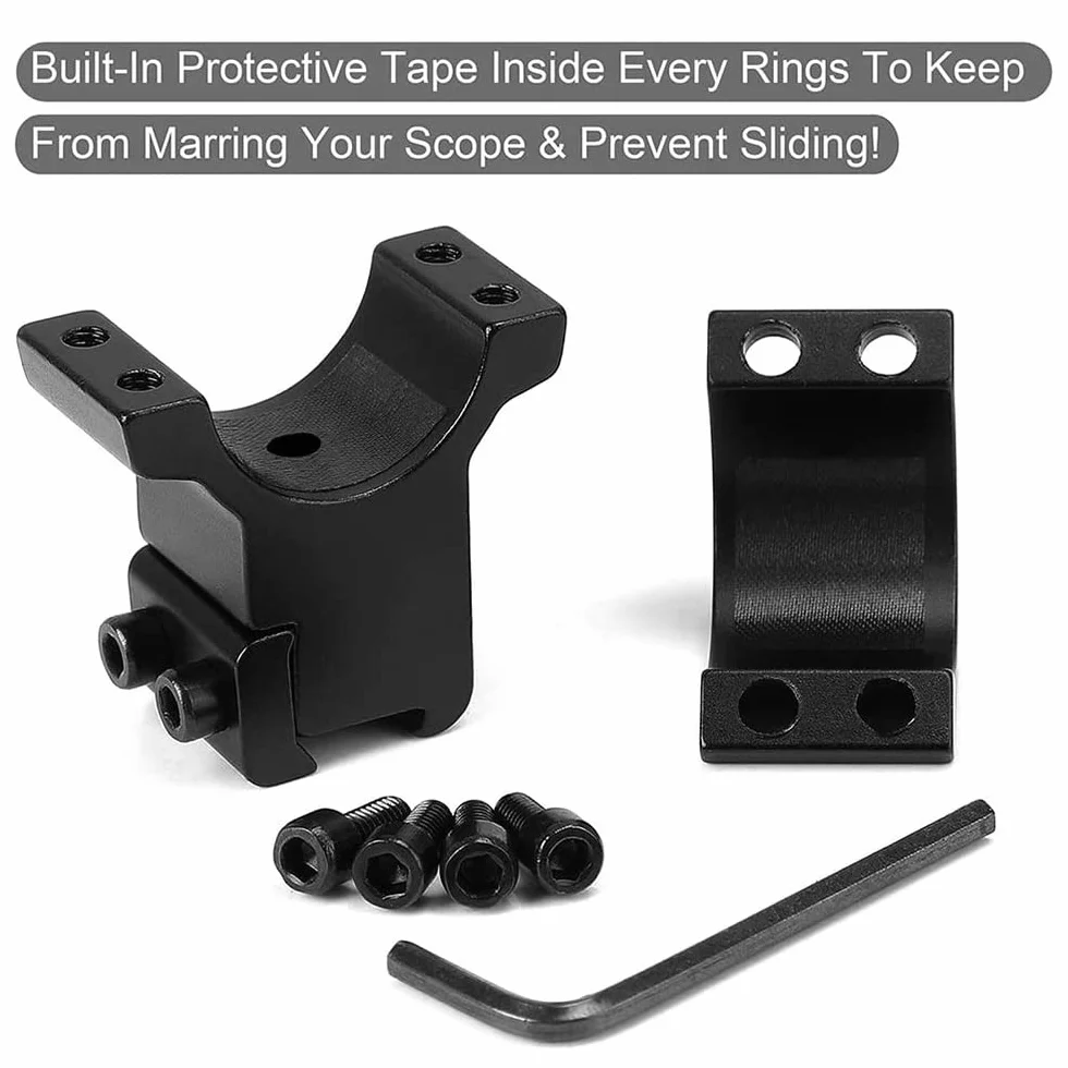 Paike 1" Alto Profilo Anelli Supporto per Cannocchiale per Guide a Coda di Rondine 11 mm, 2 Pezzi