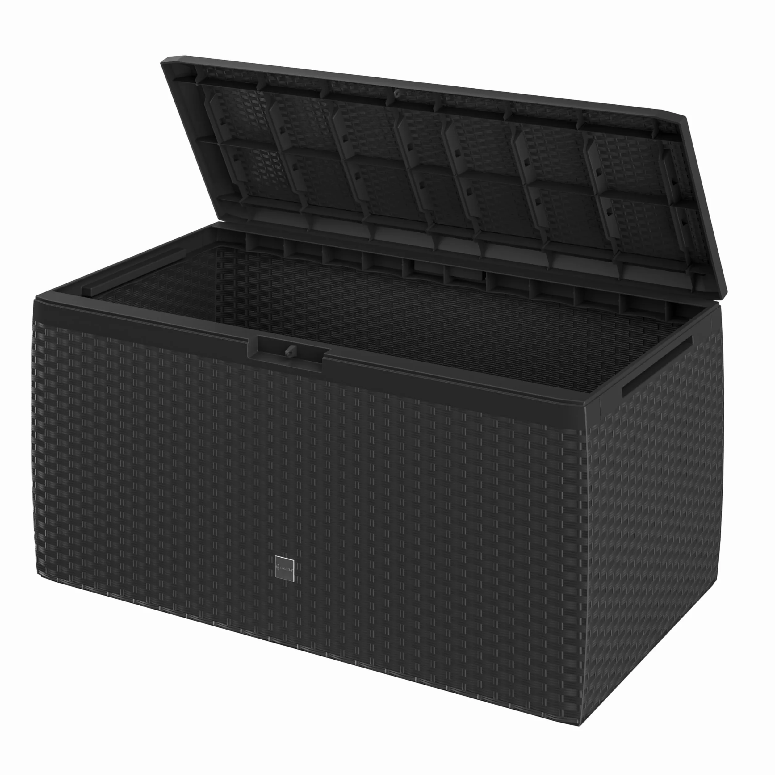 Casaria® Baule da Giardino 117x47x60cm Aspetto Polyrattan 290L Box Multiuso Multibox Cuscini 6 Ruote Coperchio Esterno