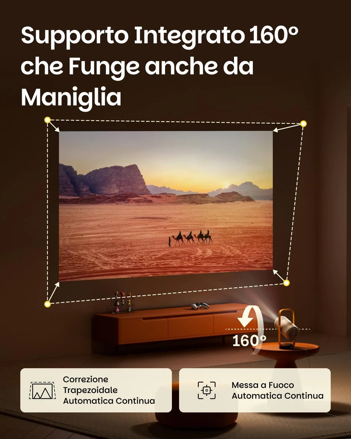 XGIMI Vibe One Proiettore Smart Mini Portatile 1080P, GTV con Netflix con Licenza, Batteria Integrata, Messa a Fuoco Automatica, Correzione Trapezoidale Automatica, Proiettore per la Casa (Blu Scintilla)