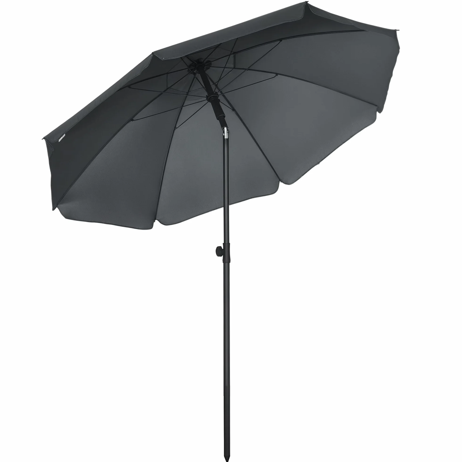 Outsunny Ombrellone da Spiaggia Ø1.8x2 m con Tettuccio Reclinabile a 45°, Ombrellone da Esterno con 8 Stecche e Design a 2 Sezioni in Acciaio e Poliestere 160g/㎡, UV50+