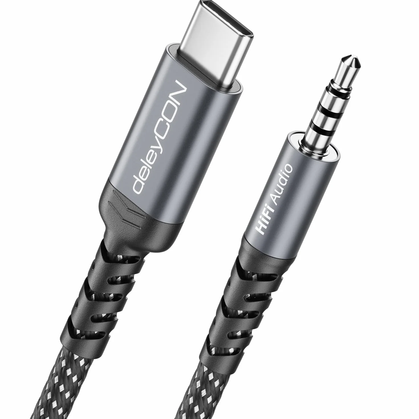 deleyCON 1m Adattatore Audio USB-C a 3,5mm Maschio a Jack 3,5mm Maschio per Cuffie Altoparlanti Sistemi Hi-Fi Compatibile iPhone 17/16/15 iPad Galaxy S25/S24/A16/A56