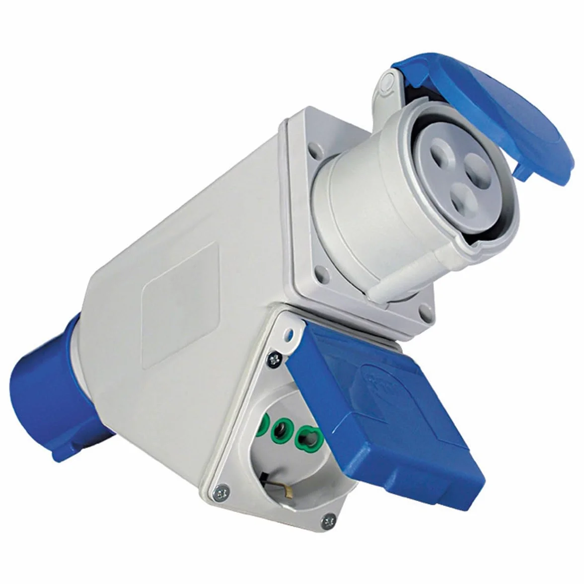 Fanton 73107, Adattatore Industriale da Spina CEE 16A a Presa Bipasso 16A Universale, IP44 per Officine, Cantieri e Uso Esterno