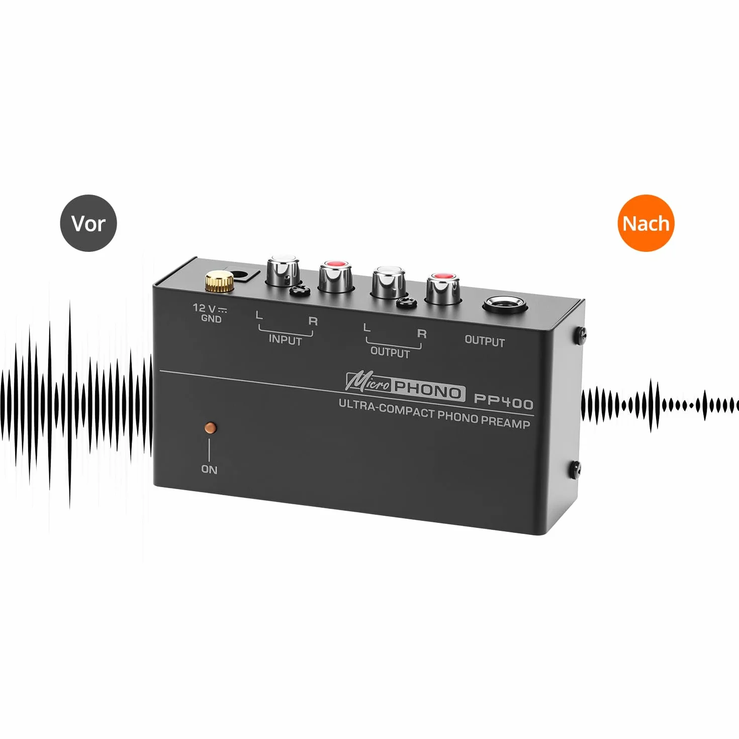 QWORK Preamplificatore phono stereo DC 12V uscita RCA 6.35