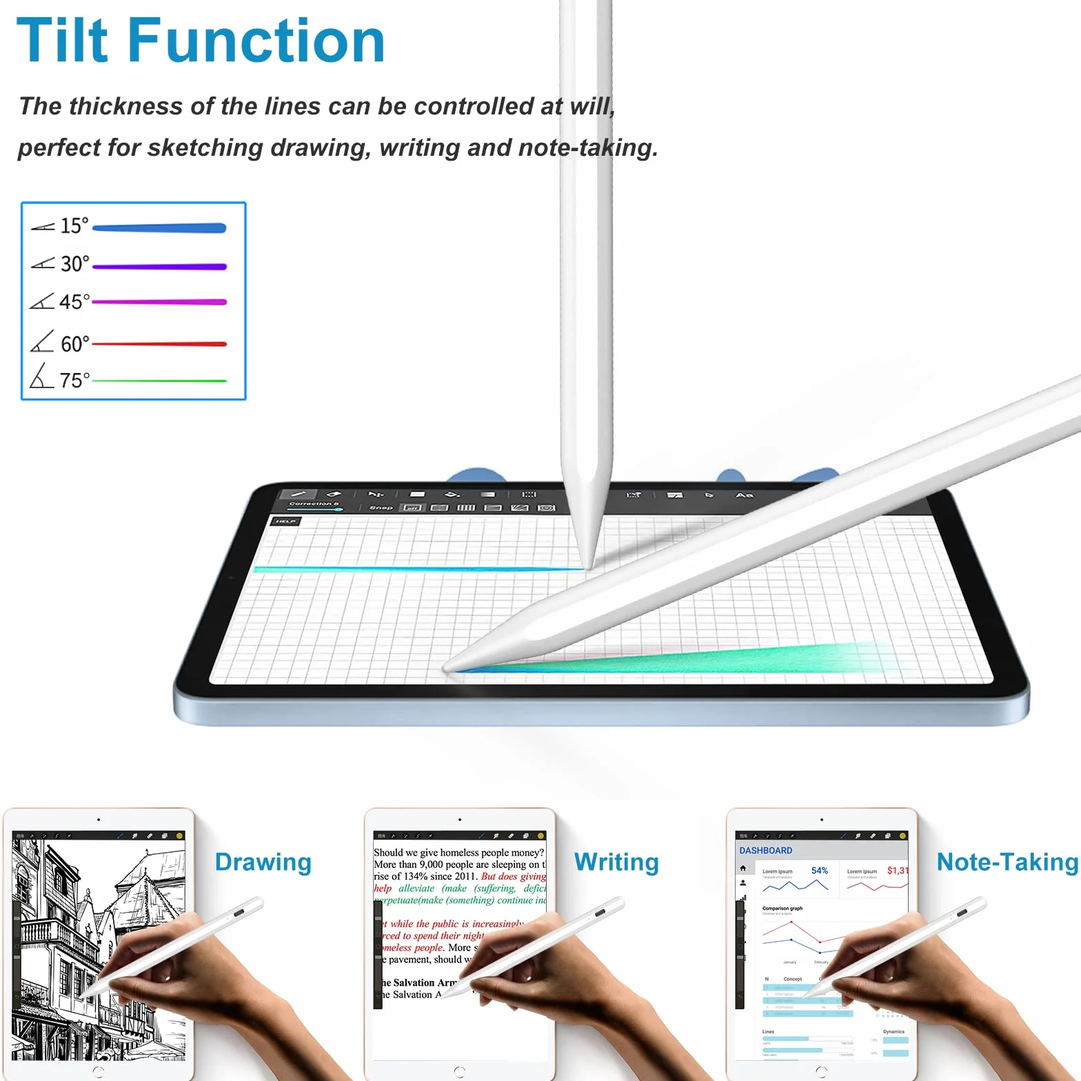 Penna per Apple iPad 2 Generazione con Sensibile all'Inclinazione Compatibile iPad Pro Air Mini 2018-2025