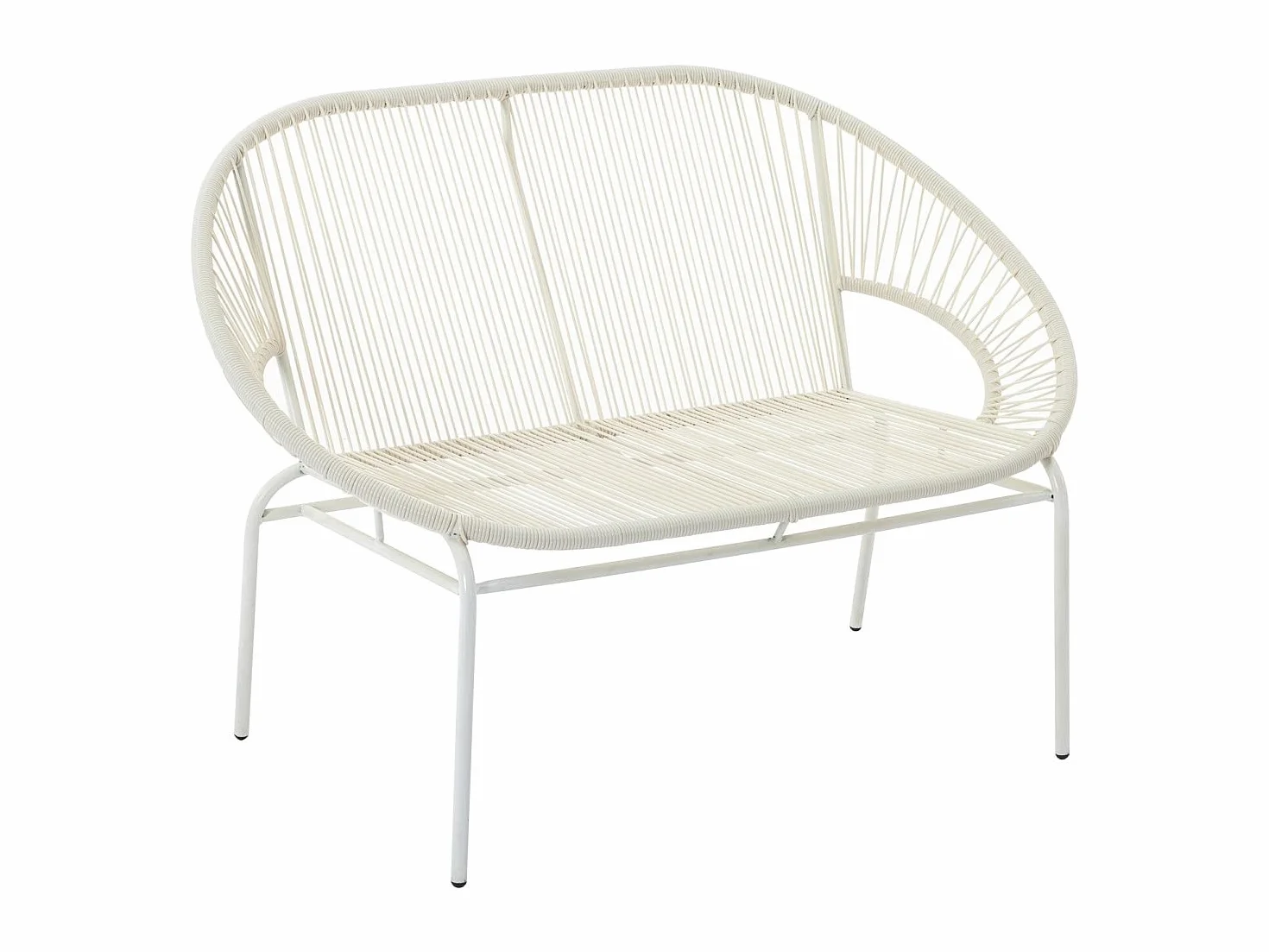 Panca da giardino in fili di Resina intrecciata Bianco - ALIOS III di MYLIA