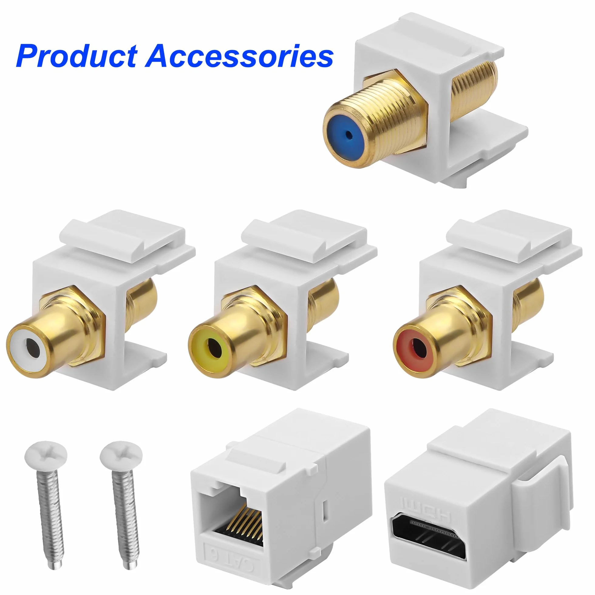 MEIRIYFA Pannello da parete HDMI RCA 6 porte Keystone 3 RCA + 1 Cat6 + 1 Coassiale TV + 1 HDMI Femmina