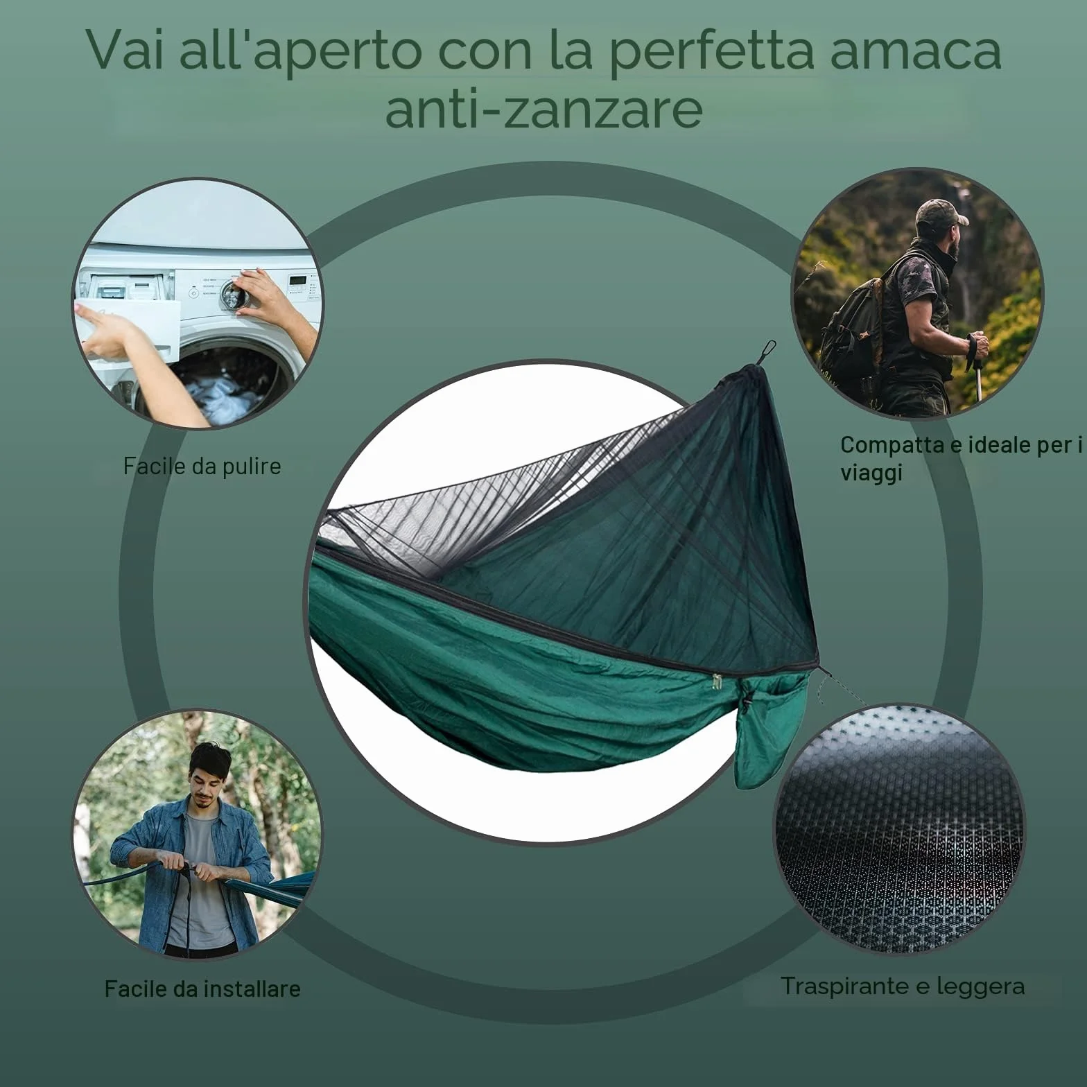 Amaca da Campeggio 300kg Nylon Asciugatura Rapida Outdoor Giardino