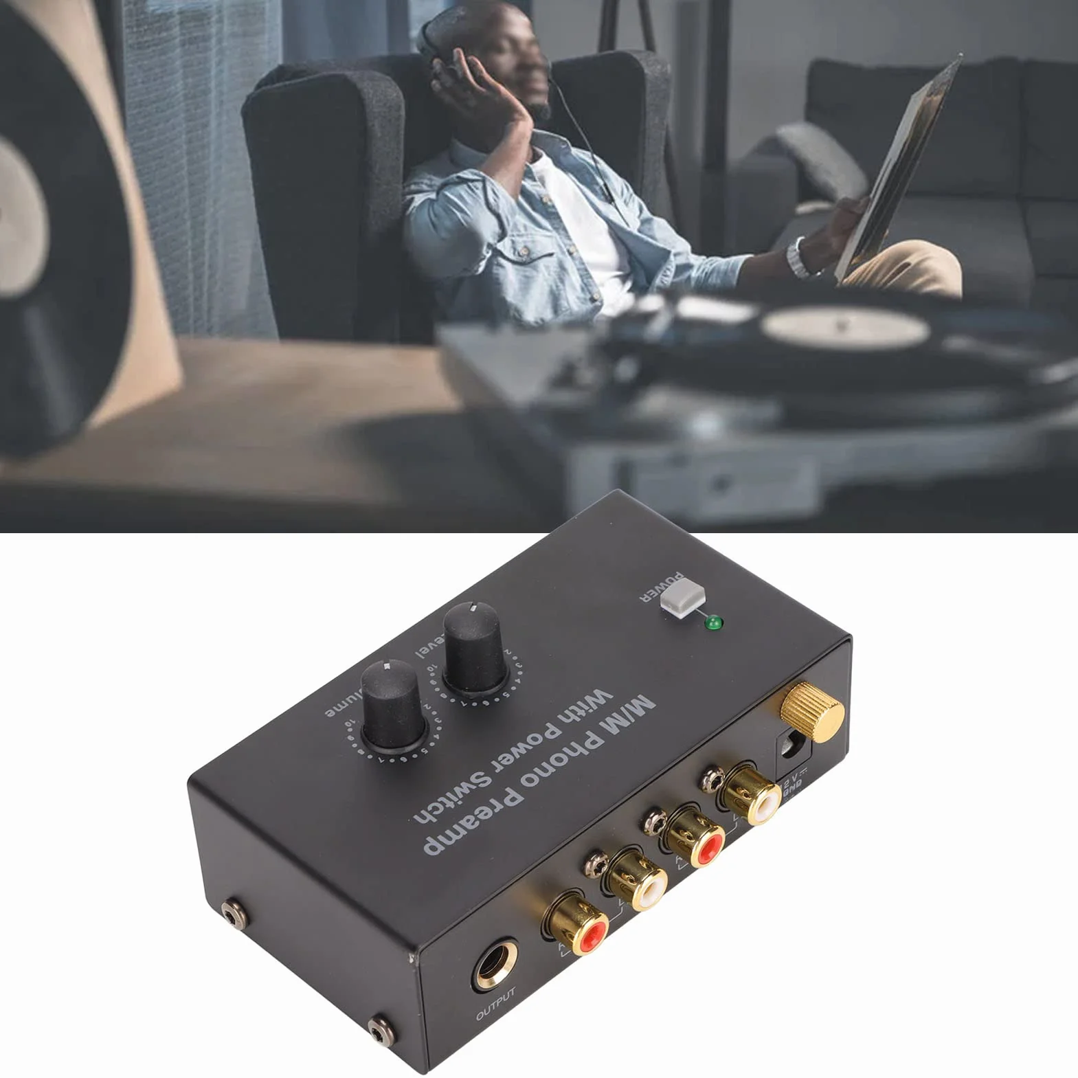 Preamplificatore per Giradischi Professionale a Basso Rumore con Adattatore DC 12V