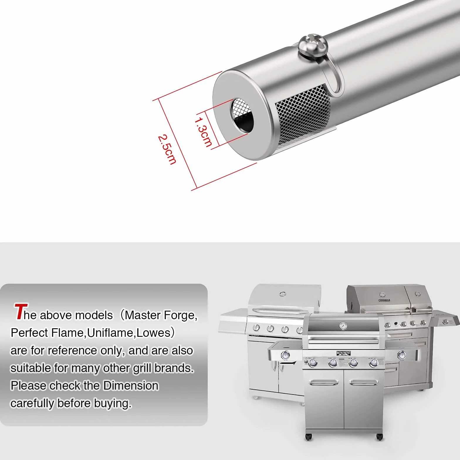 Bruciatore a Tubo Universali in Acciaio Inox 30,8 a 44,9 cm Accessori per Barbecue a Gas, Regolabile Tubo Ricambi per Master Forge Perfect Flame Uniflame Lowes e Altri Barbecue (42204-4)