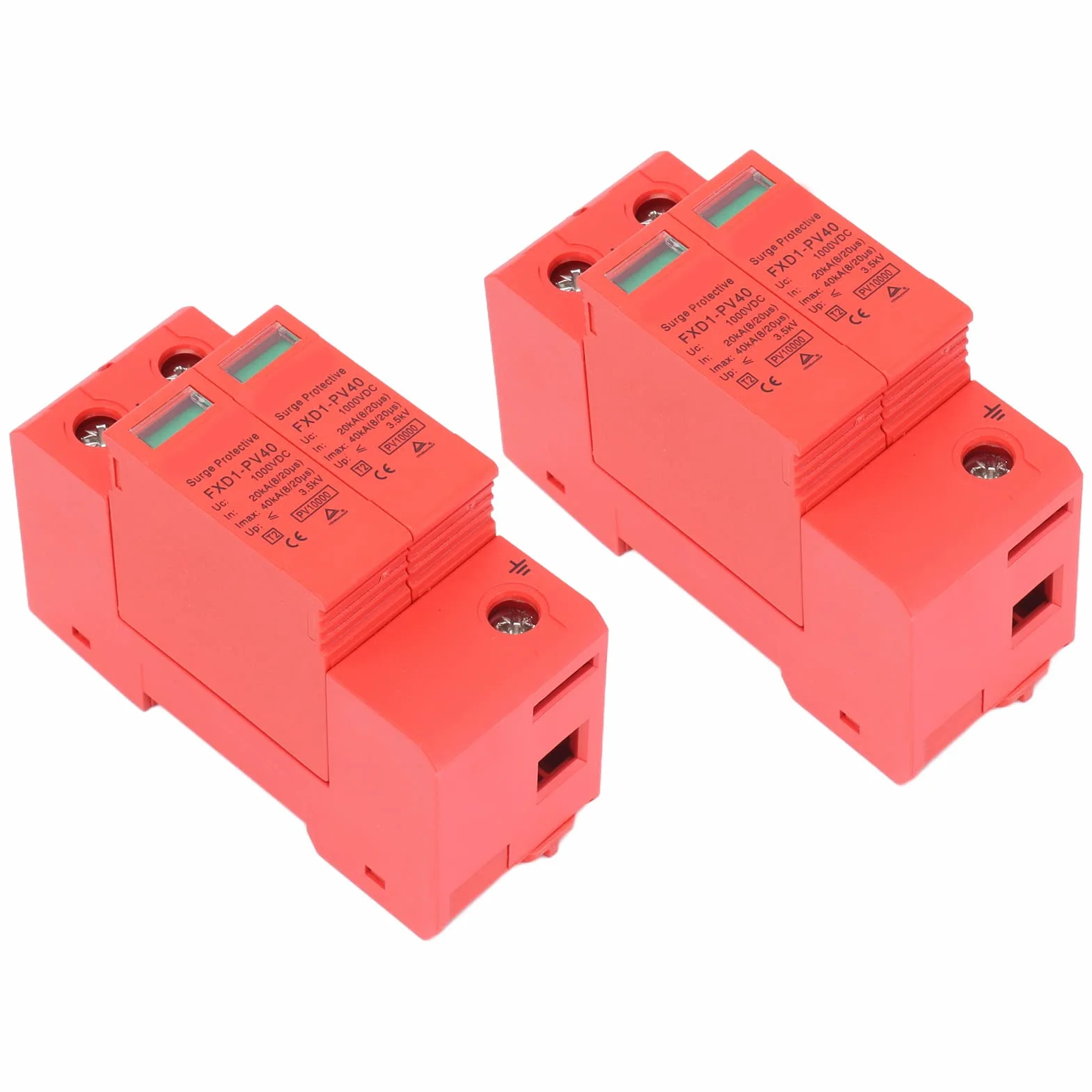 Akozon Dispositivi di Protezione Sovratensioni Scaricatore Fotovoltaico DC 2P 40KA 1000V FXD1-PV40