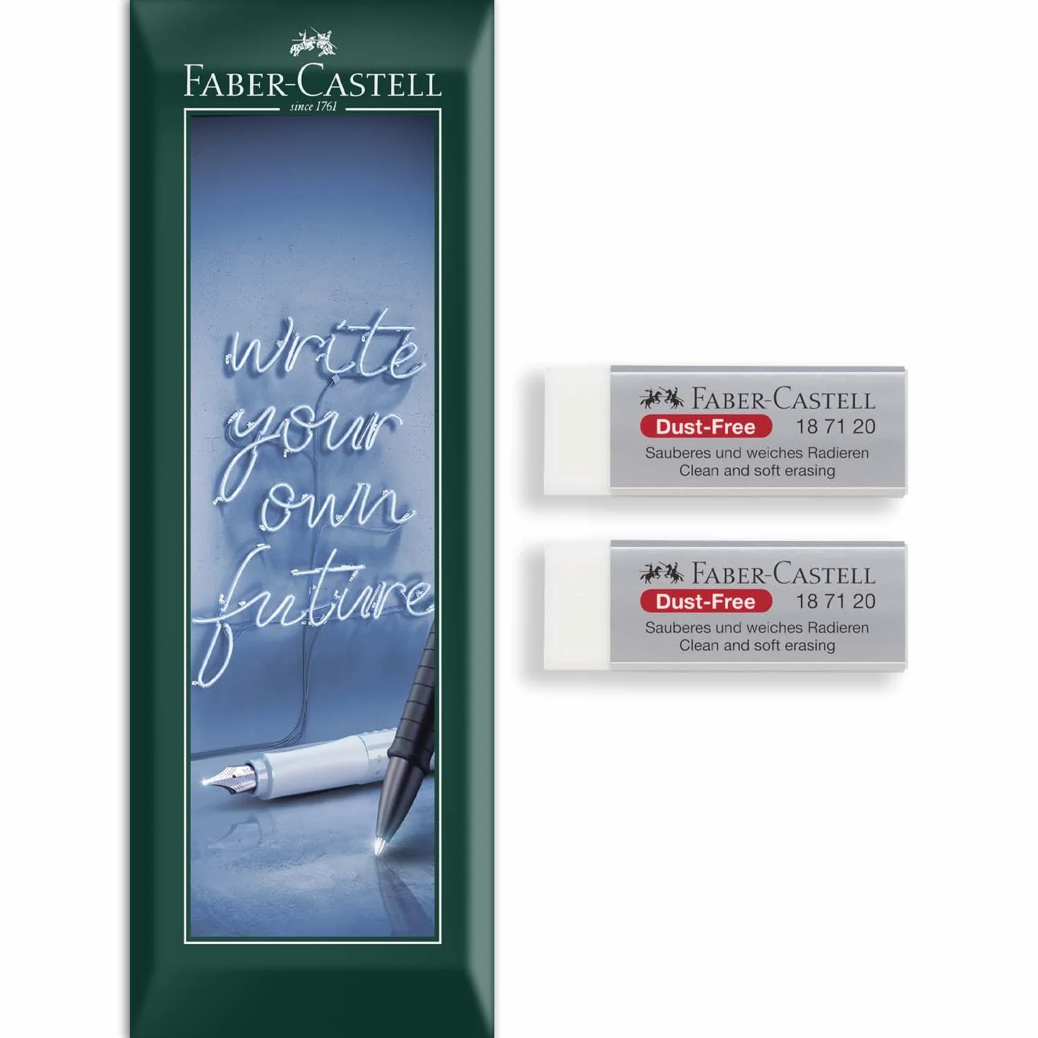 Faber-Castell Gomma senza polvere, cancellabile e morbida, atossica, 2 pezzi