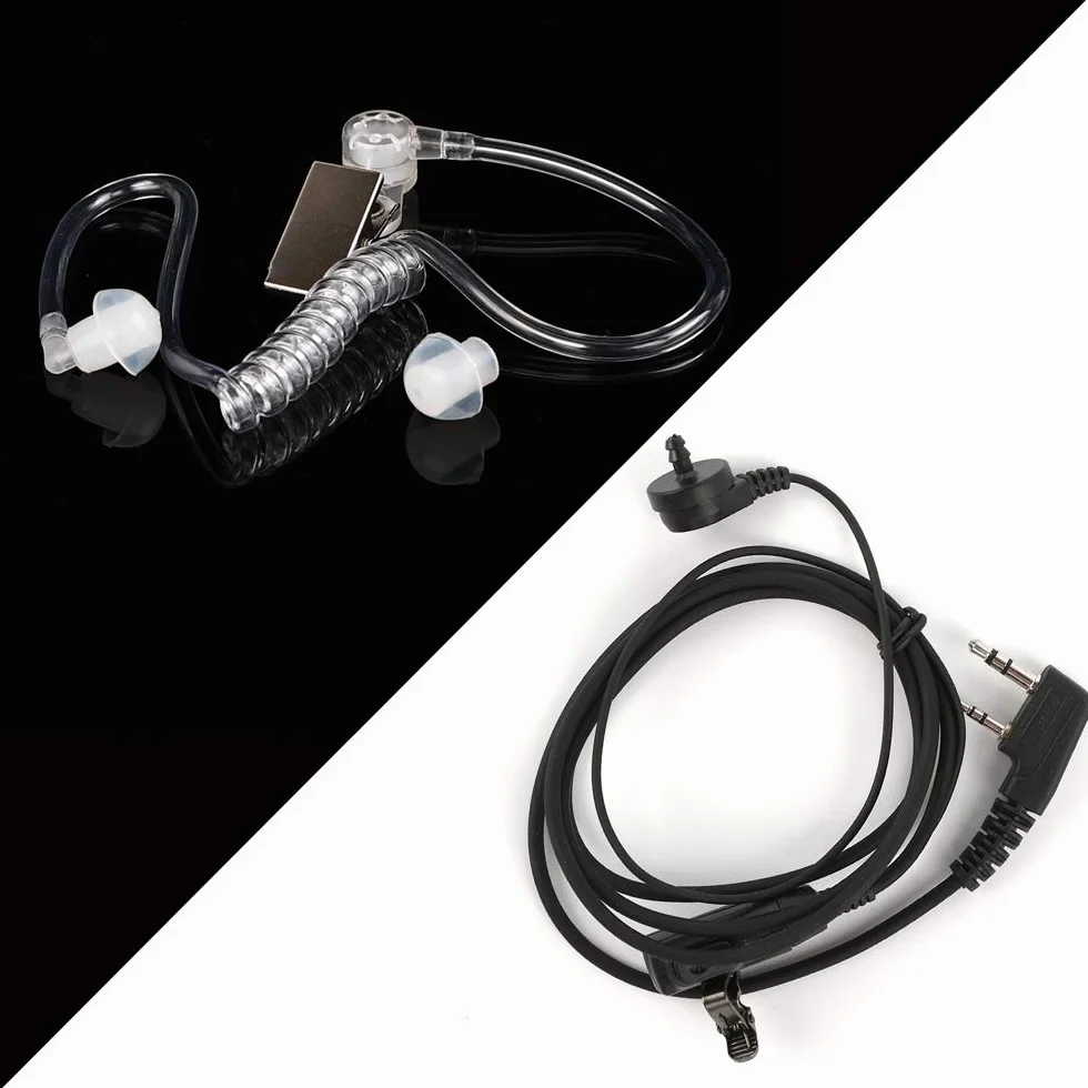 BaoFeng Auricolare a 2 pin con microfono PTT per radio a 2 vie Kenwood Puxing UV-5R 888S (confezione da 2)