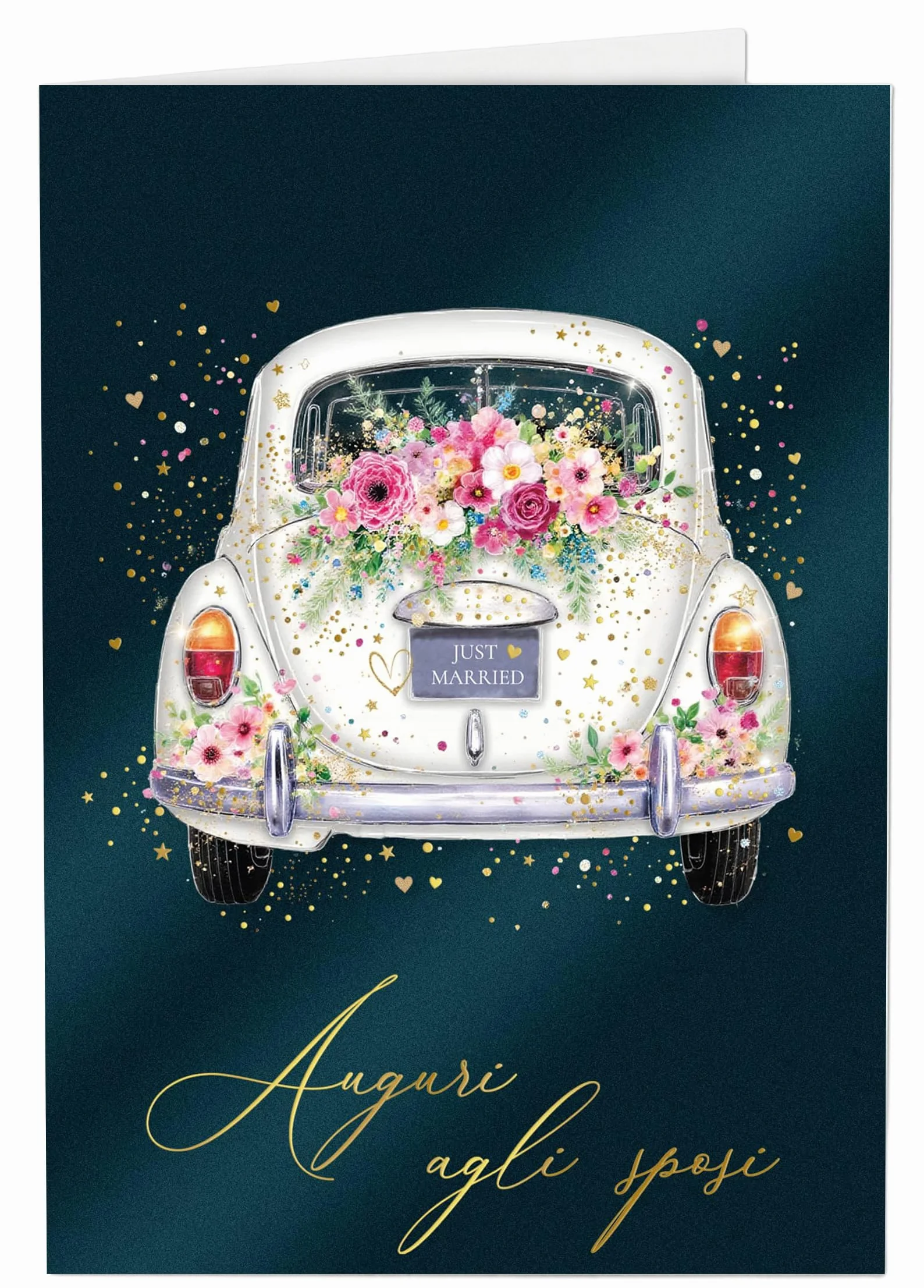 Joli Coon Biglietto auguri matrimonio premium STARDUST Weddingcar 17 x 11,5 cm