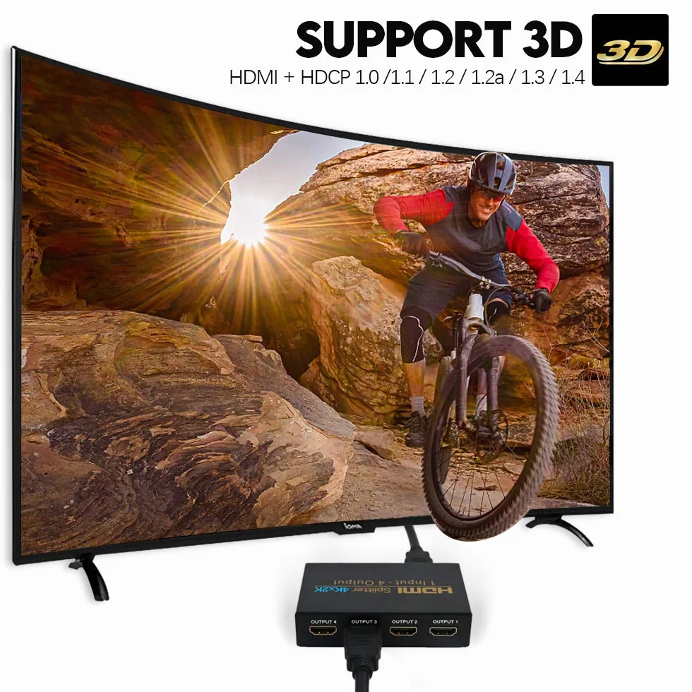 NIERBO HDMI Splitter 1 Ingresso 4 Uscite 4K 3D 1080p per PS4 PS3 Blu-Ray