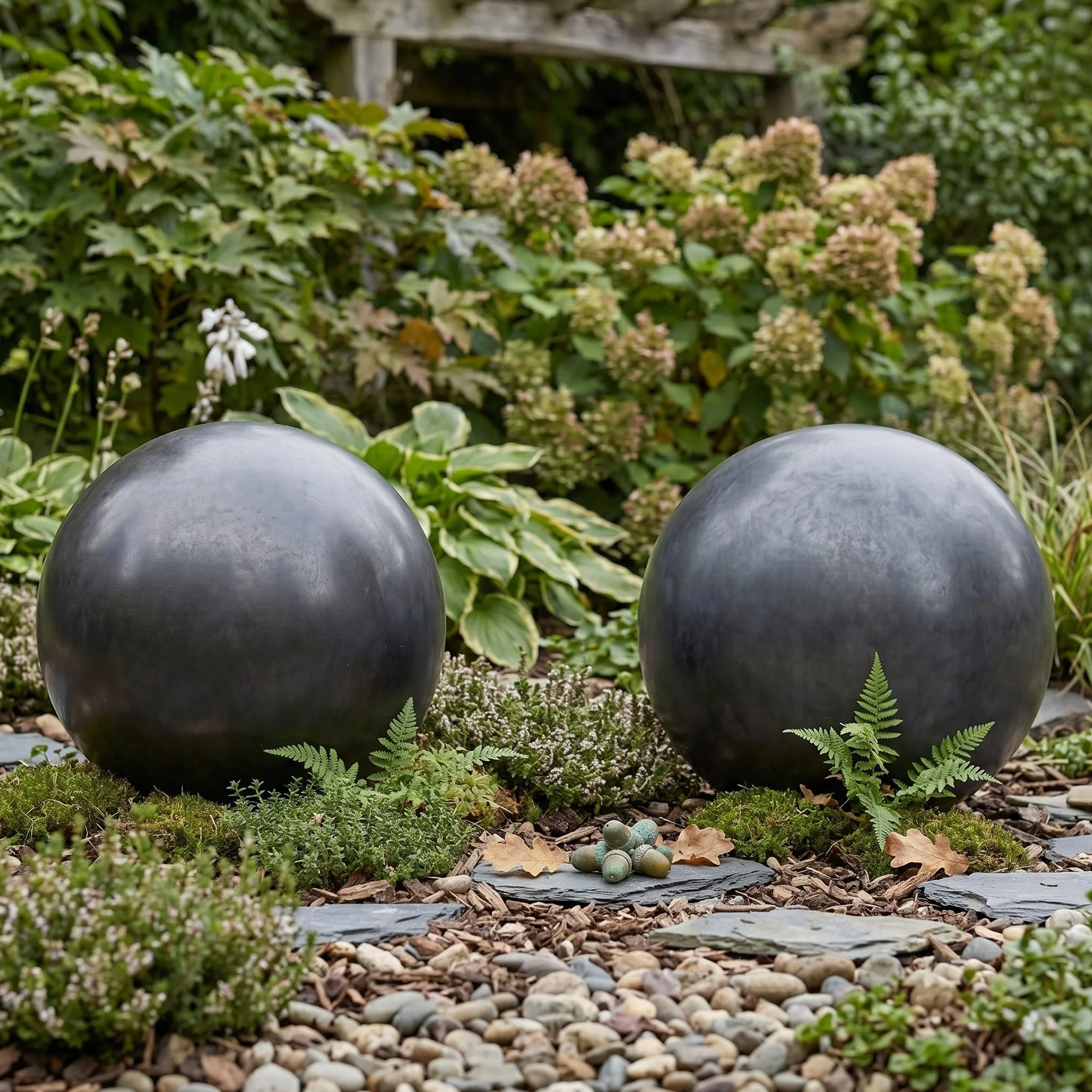 Palline decorative da giardino in ceramica, assolutamente resistenti al gelo e alle intemperie (antracite, set da 4)