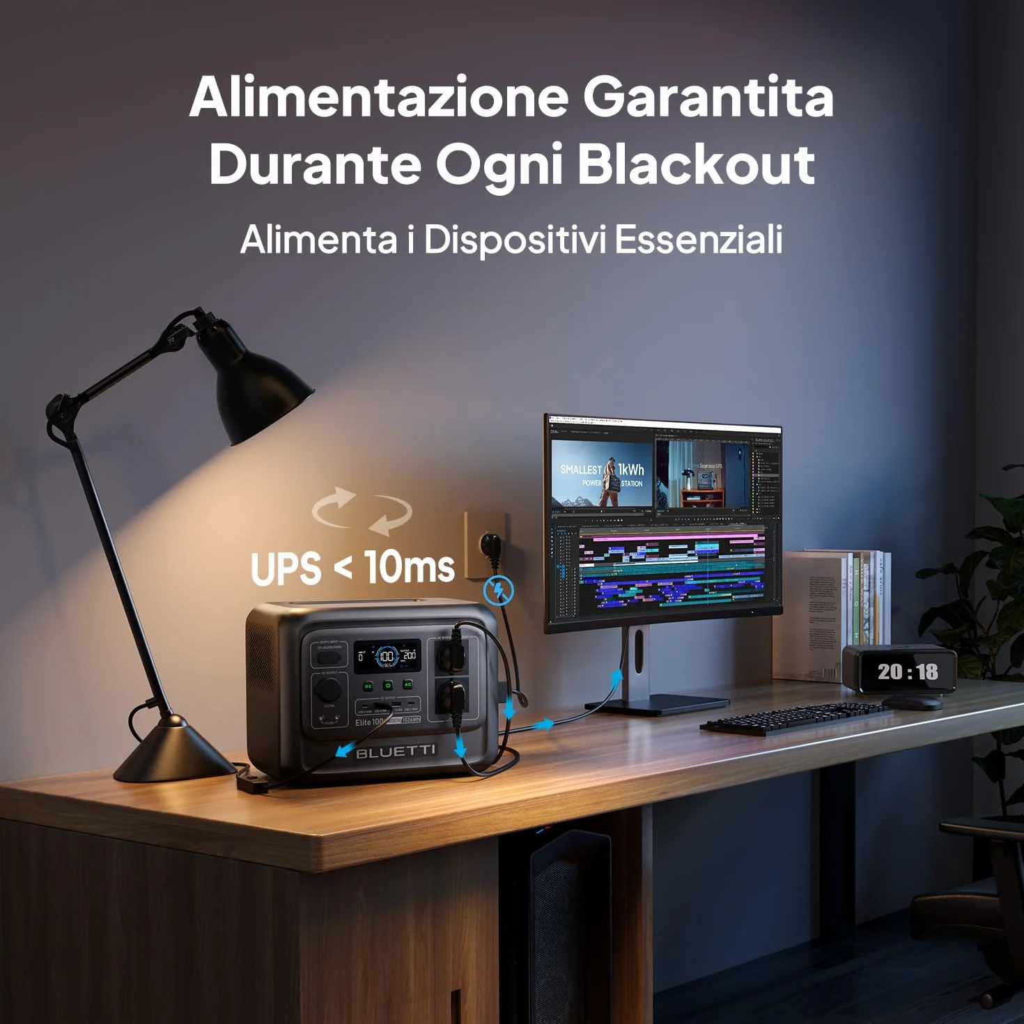 BLUETTI Elite 100 V2 Centrale Elettrica Portatile, LFP Batteria da 1024Wh, 2 Uscite CA 1800W (3600W Picco), 35% Più Piccolo, Alimentazione per campeggio, Interruzioni, Backup UPS