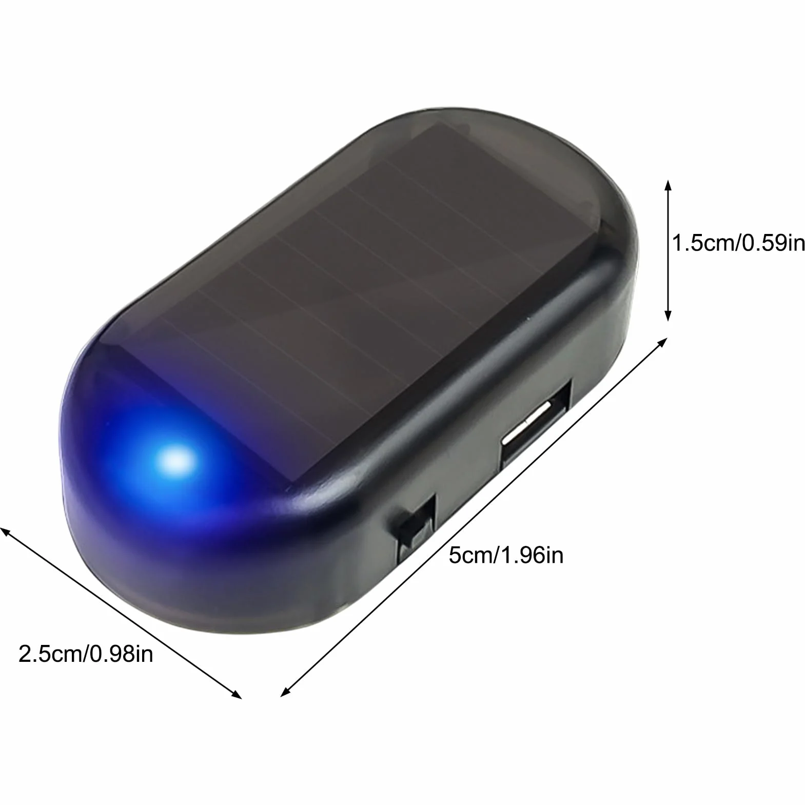 Luce Anti-Furto Auto Solare LED Lampeggiante con Sensore di Luce, Senza Batterie, Blu