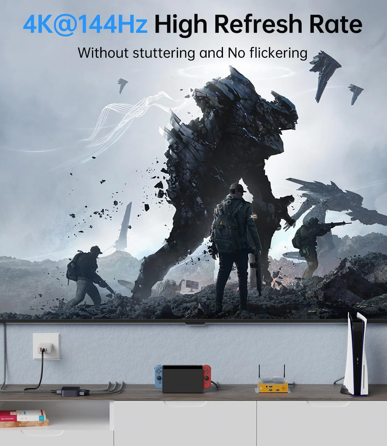 Switch HDMI 2.1 8K@60Hz 4K@144Hz 48 Gbps 3 in 1 Out HDR Dolby Atmos UHD HDCP PS5 Xbox