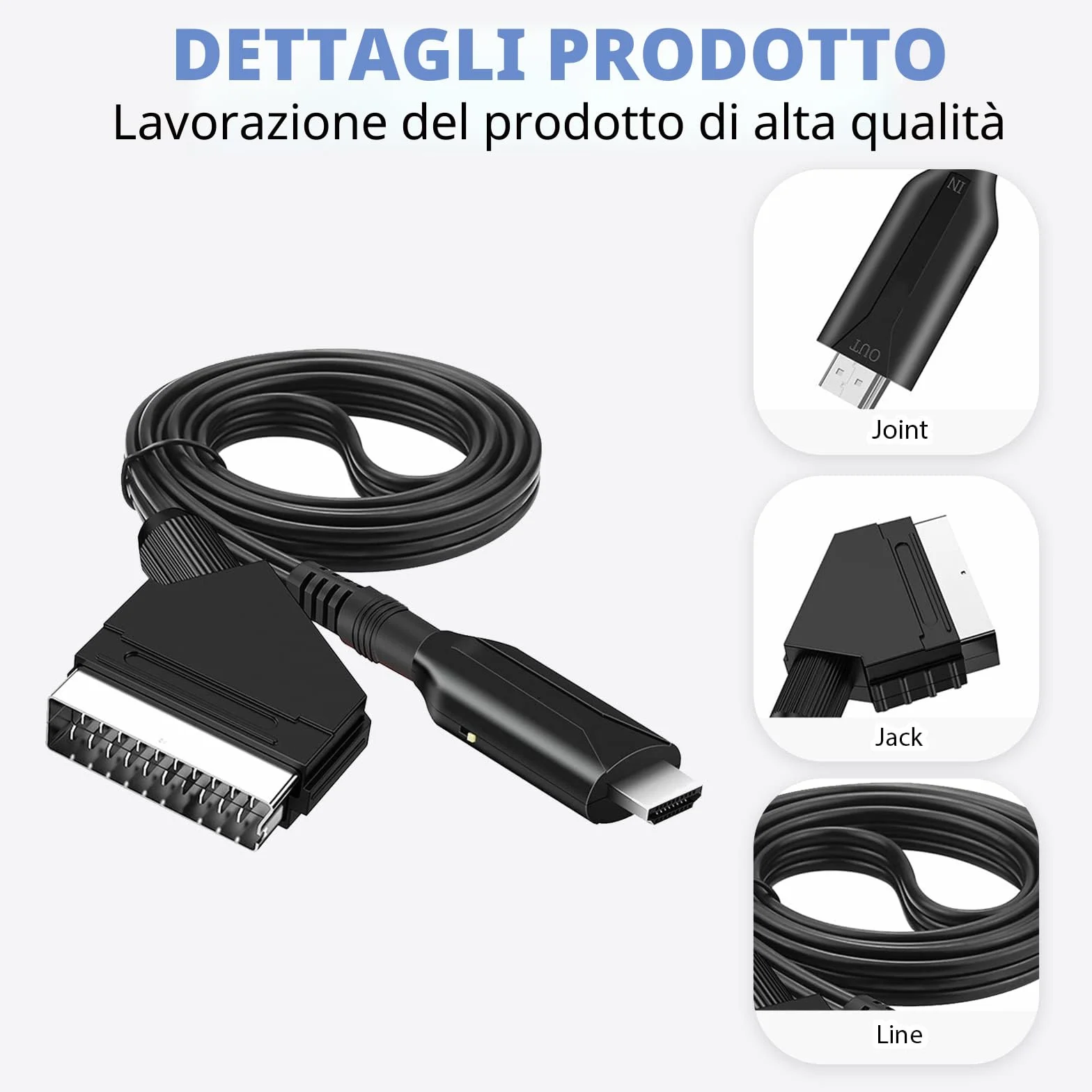Adattatore Cavo SCART a HDMI 1080p/720p per HDTV Xbox PS3 DVD Blu-ray Nero