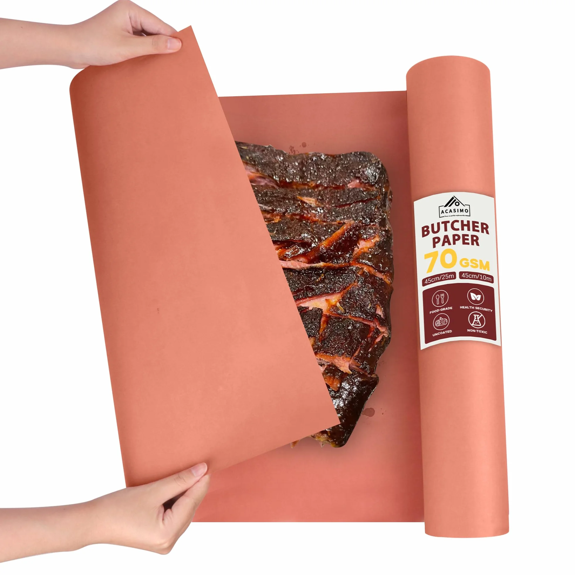 Butcher Paper, carta da macellaio, colore rosa, 45 cm x 10 m, rotolo di carta kraft per macellaio, carta macellaio, carta per barbecue, affumicatore, pesce, carne