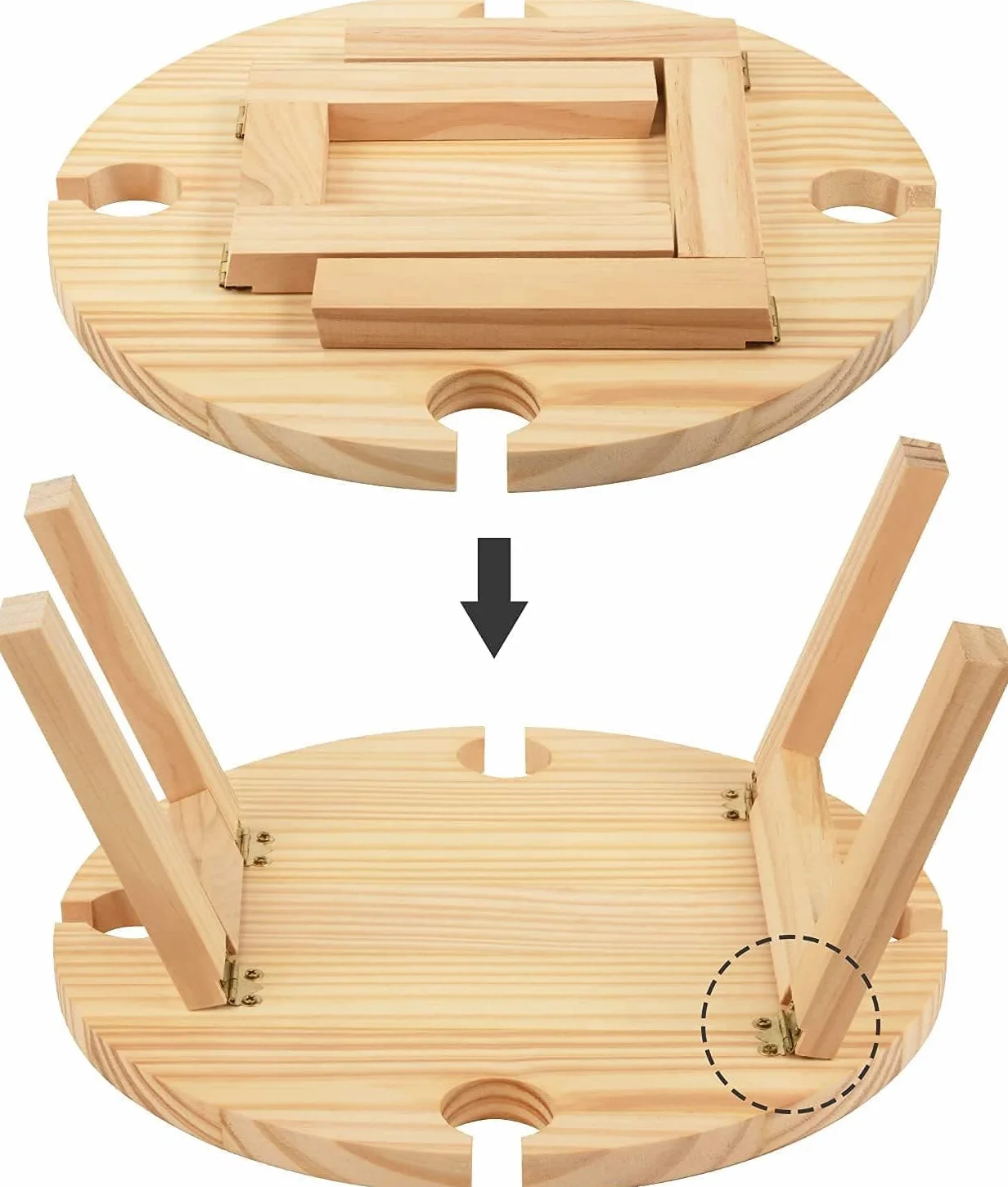 Tavolo da vino per esterni portatile mini tavolo da campeggio rotondo in legno 30 x 16 cm