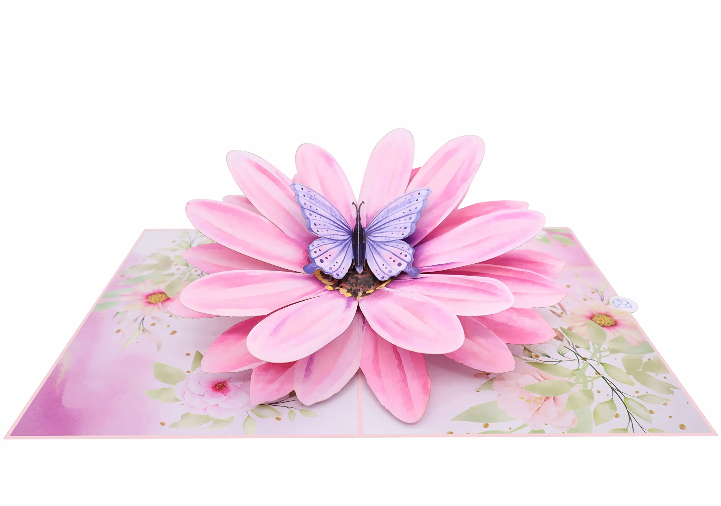 MOKIO Biglietto Fiore Pop-Up 3D con Farfalla – Biglietto Regalo Floreale con Busta