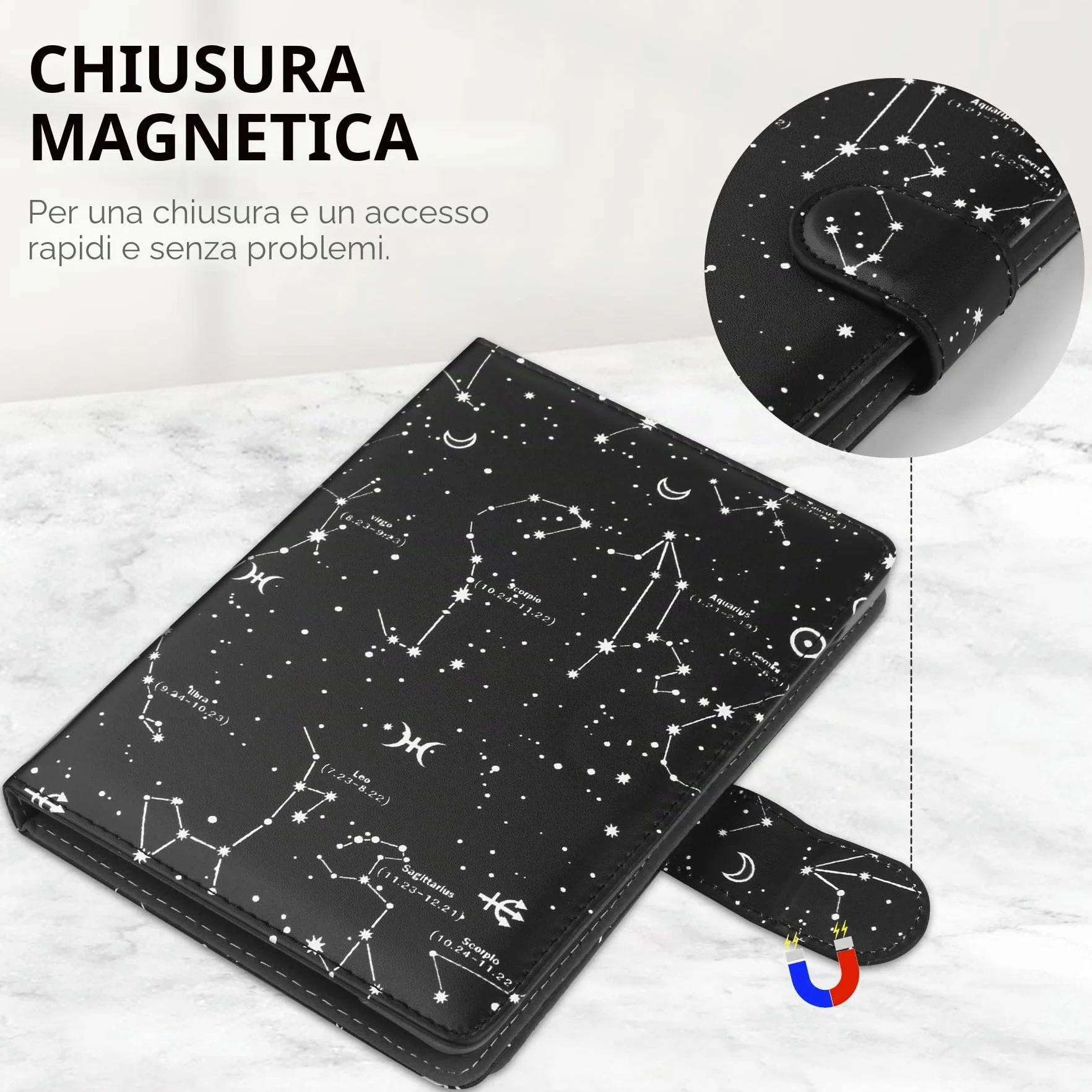 Custodia Universale 6-6.8'' Kobo PocketBook Tolino Sony E-Book Reader Kindle Paperwhite 2022 Kobo Clara HD Stand Cover costellazione