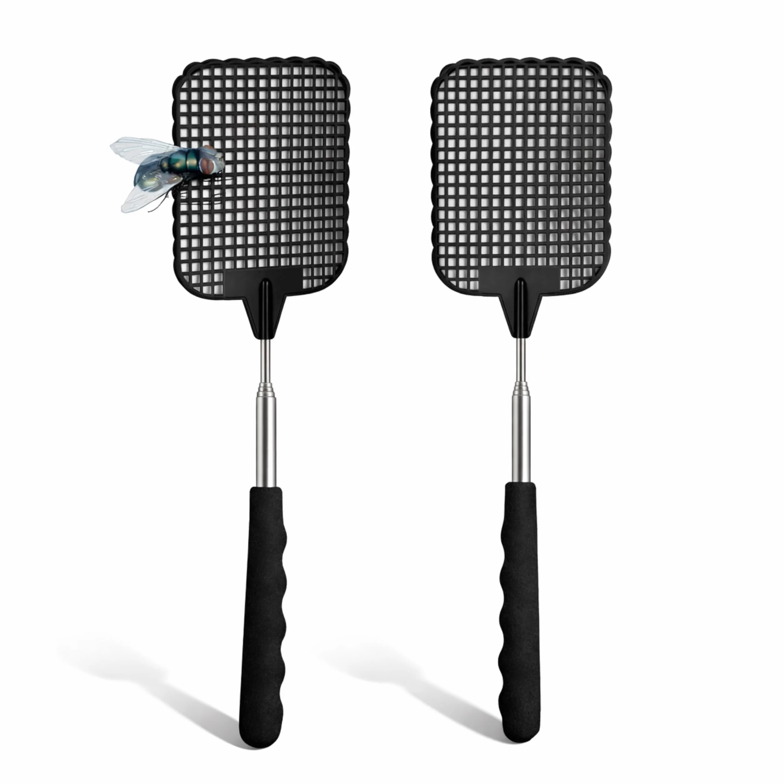 2 scacciamosche XXL 75 cm estensibili – Scacciamosche con telescopio per mosche e insetti – acchiappamosche e insetti come protezione per mosche