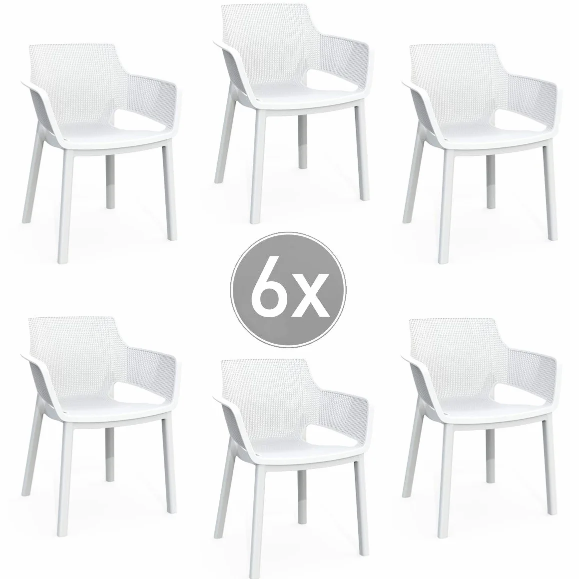 Keter Sedia da Esterno Elisa Set da 6 Pezzi Colore Bianco