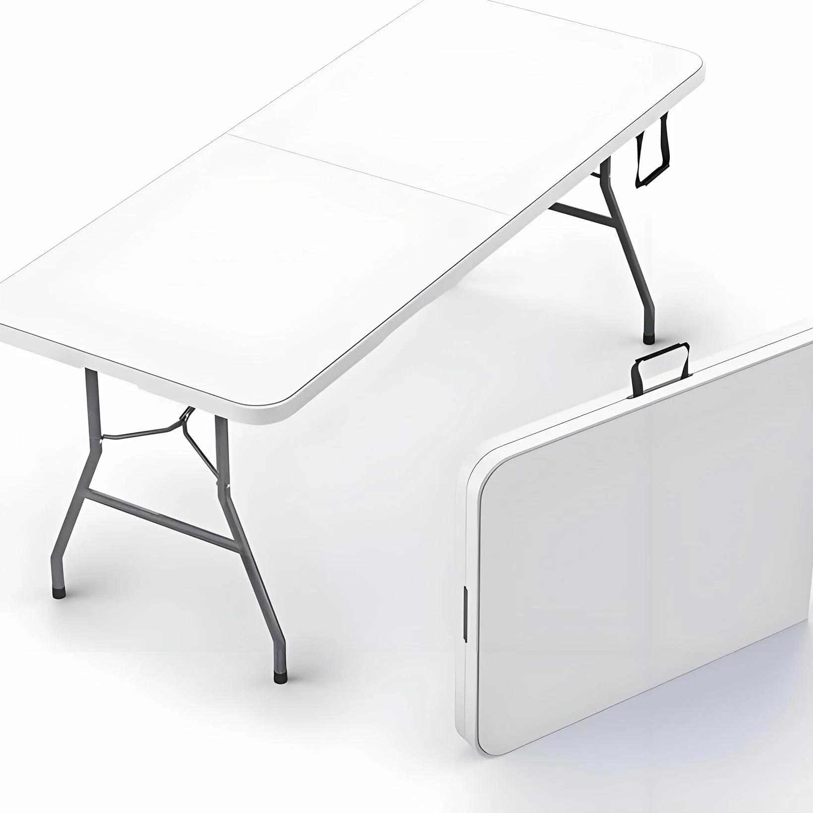 Tavolo pieghevole da esterno 180 cm, rettangolare per Jadin Camping, Picnic (bianco)
