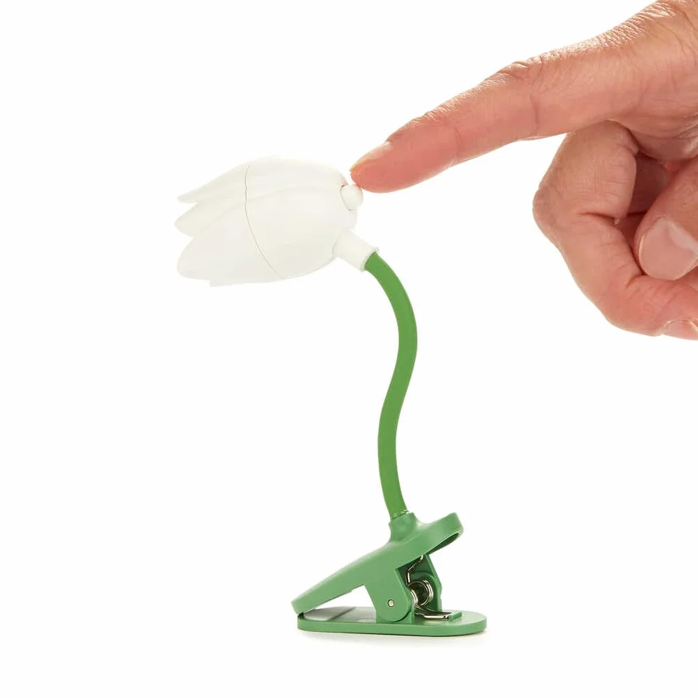 Balvi Lampada Flessibile con Clip a Forma di Tulipano Bianco per Lettura