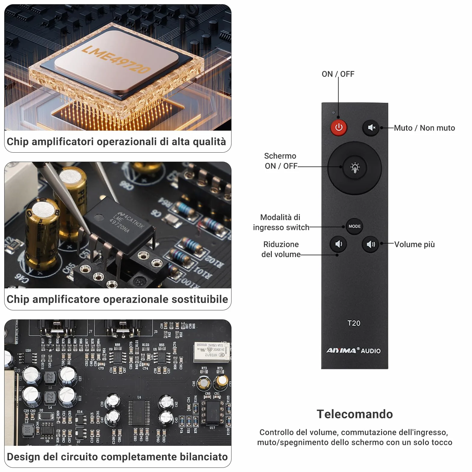AIYIMA T20 Preamplificatore valvolare bilanciato LME49720 HiFi Home audio mini preamplificatore RCA XLR trigger 12V