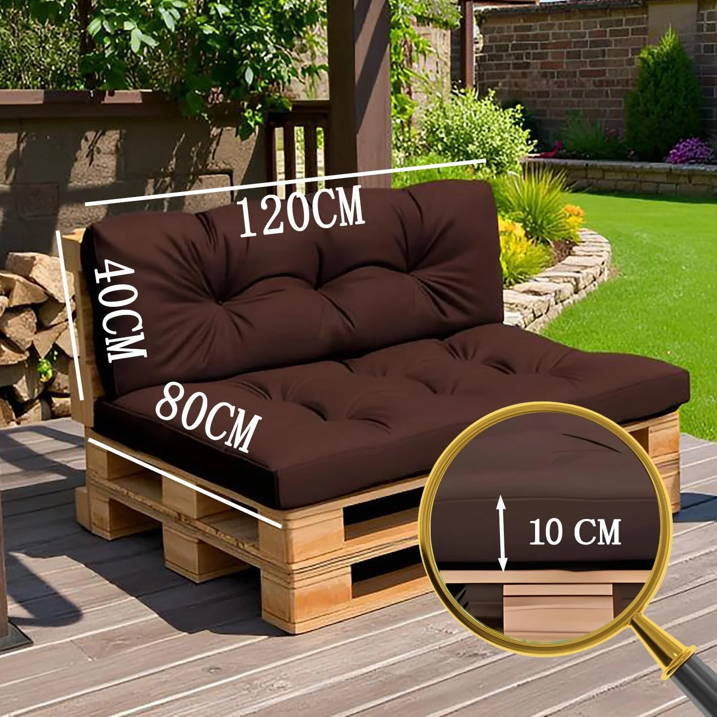 Cuscini for Pallet 120×80 120×60 100×60 80×60, Cuscino Bancale Impermeabile for Internio Esterno,Set di Cuscini for Europallet con Schienale for Divano da Giardino(Marina,120x80+120x40cm)