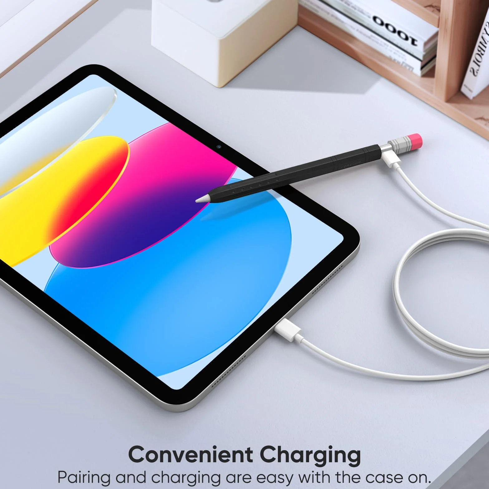 FINTIE Custodia in Silicone per Apple Pencil USB-C, Cover Protettiva Antiscivolo, Supporto Magnetico Nero