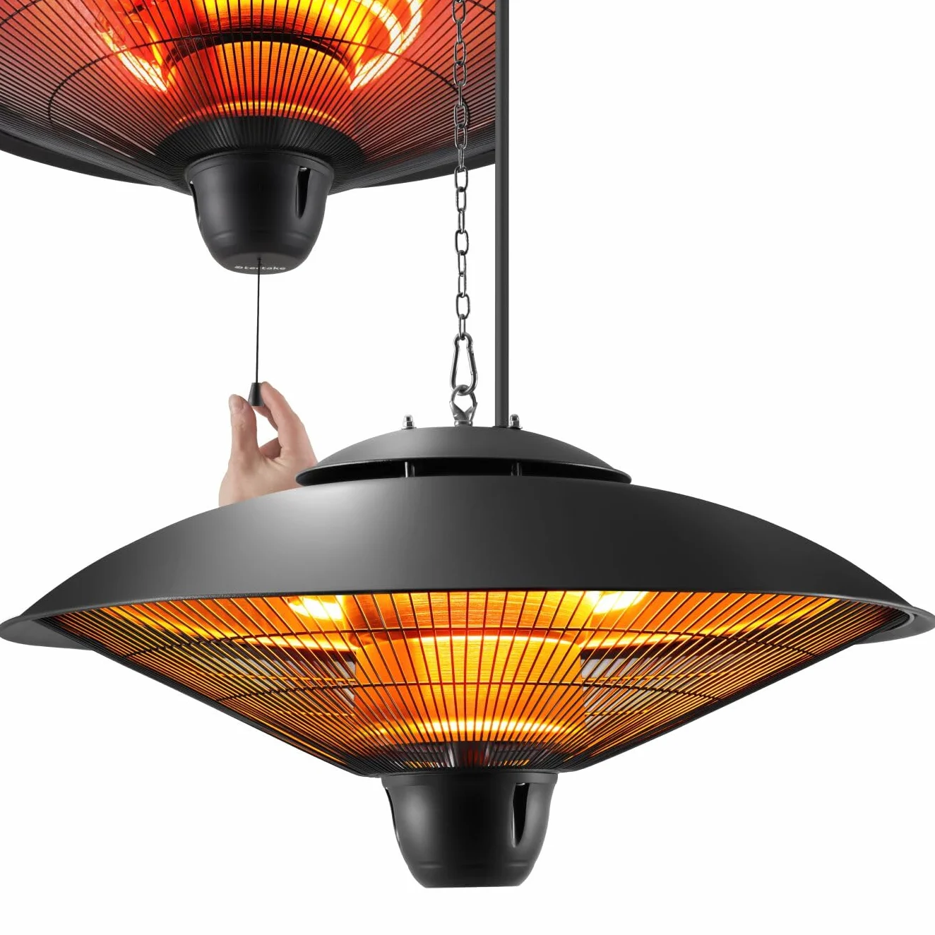 Tectake Riscaldatore a Infrarossi 2500W da Appendere, Struttura in Alluminio Inossidabile, Nero