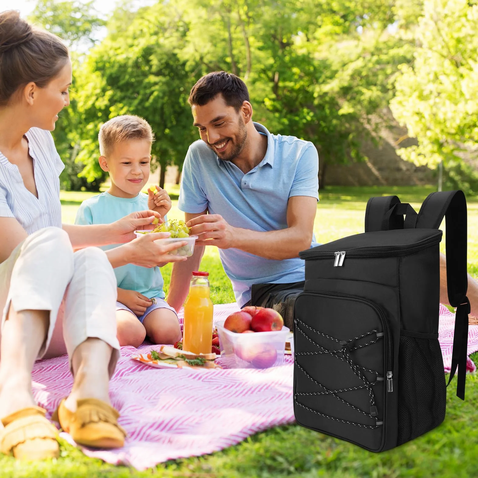 Ejoyous, zaino termico da picnic, grande capacità, resistente all'acqua, borsa da pranzo a prova di perdite per viaggio, escursionismo, spiaggia, scuola, campeggio, barbecue