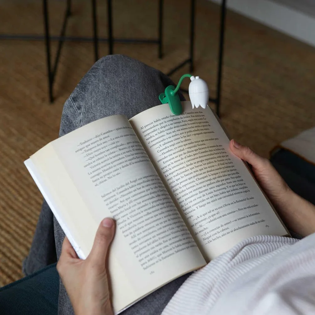 Balvi Lampada Flessibile con Clip a Forma di Tulipano Bianco per Lettura