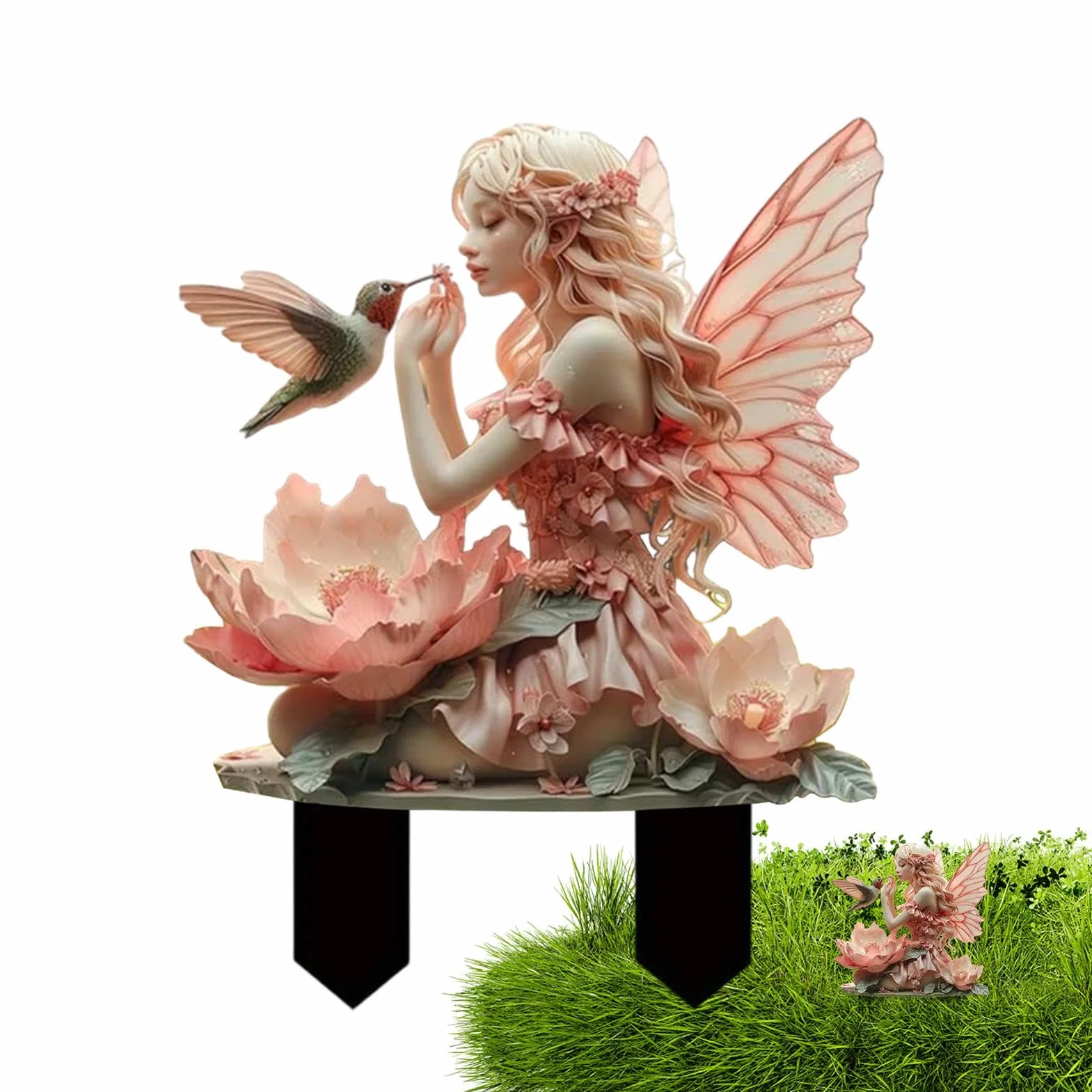 Statuetta da giardino delle fate, decorazione per vaso di fiori fata bohémien, ornamenti da giardino fioriera decorativa in acrilico per giardino fatato fata zucca di Halloween statua