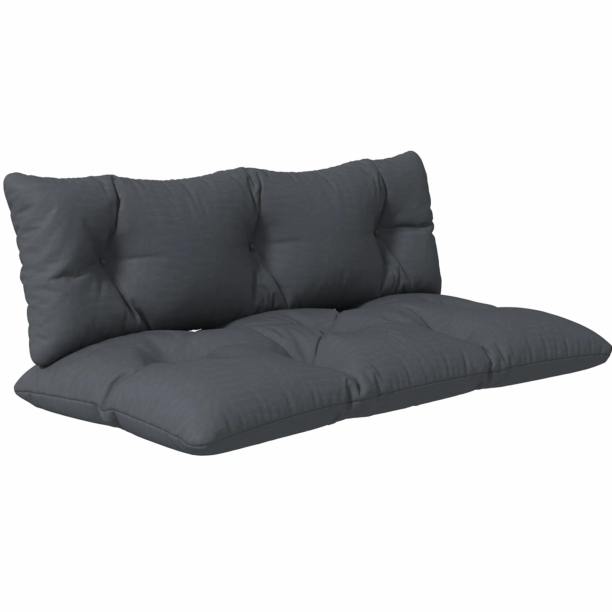 Outsunny Set 2 Pezzi Cuscini per Pallet per Schienale e Seduta con Imbottitura Spessa, Cuscini per Divano in Poliestere, per Interno ed Esterno, 120x60 cm, Grigio Carbone