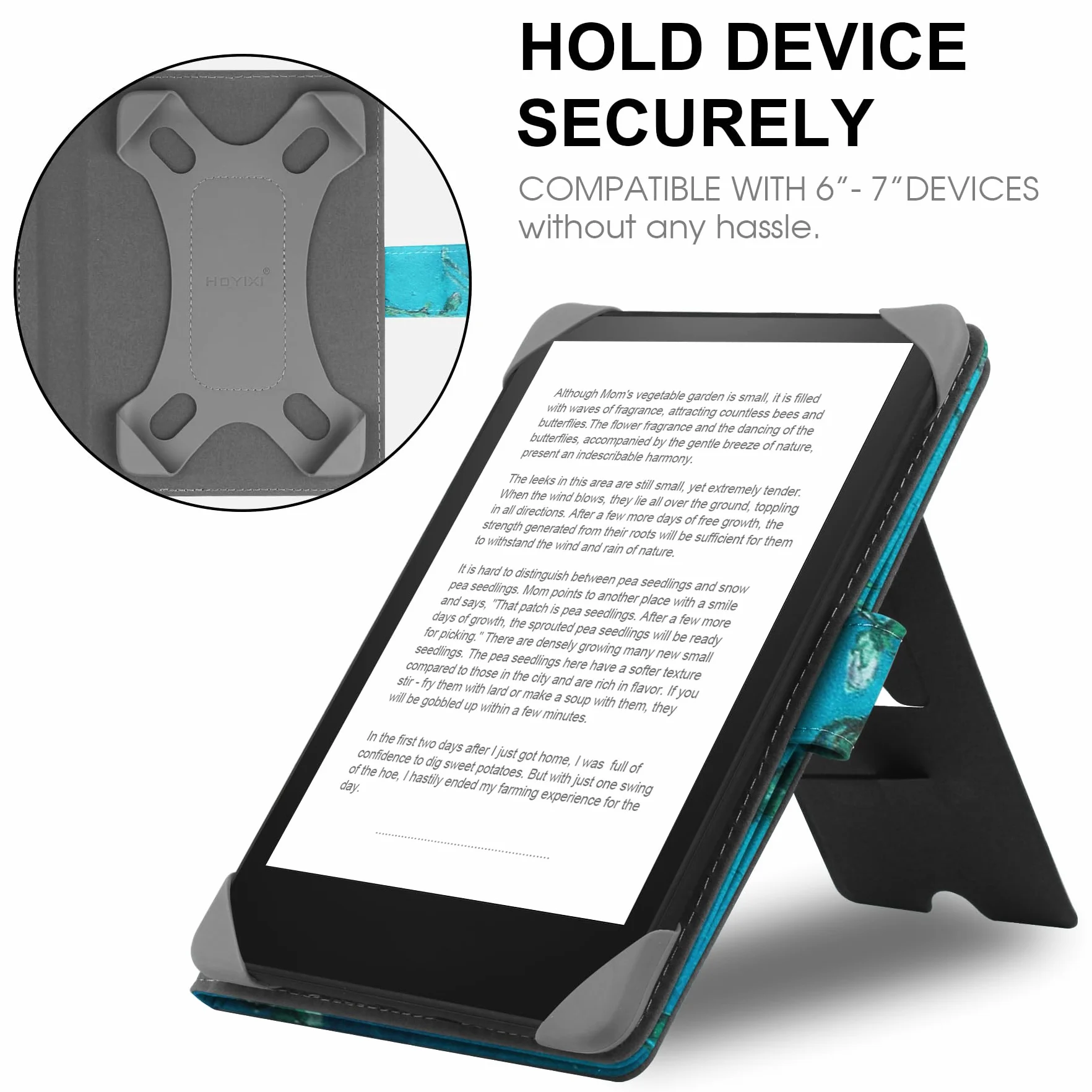 HoYiXi Custodia Universale per eReader 6.8" 7" Compatibile Kindle Paperwhite Colorsoft Kobo PocketBook Tolino Sony con Stand Fiore