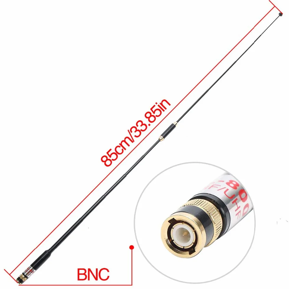 BNC Connettore Dual Band Antenna VHF/UHF 144/430MHz Telescopica Retractable 33,5" per Icom IC-V8 IC-V80 IC-V82 Kenwood TK300 TK310 TK320 Walkie Talkie Ham