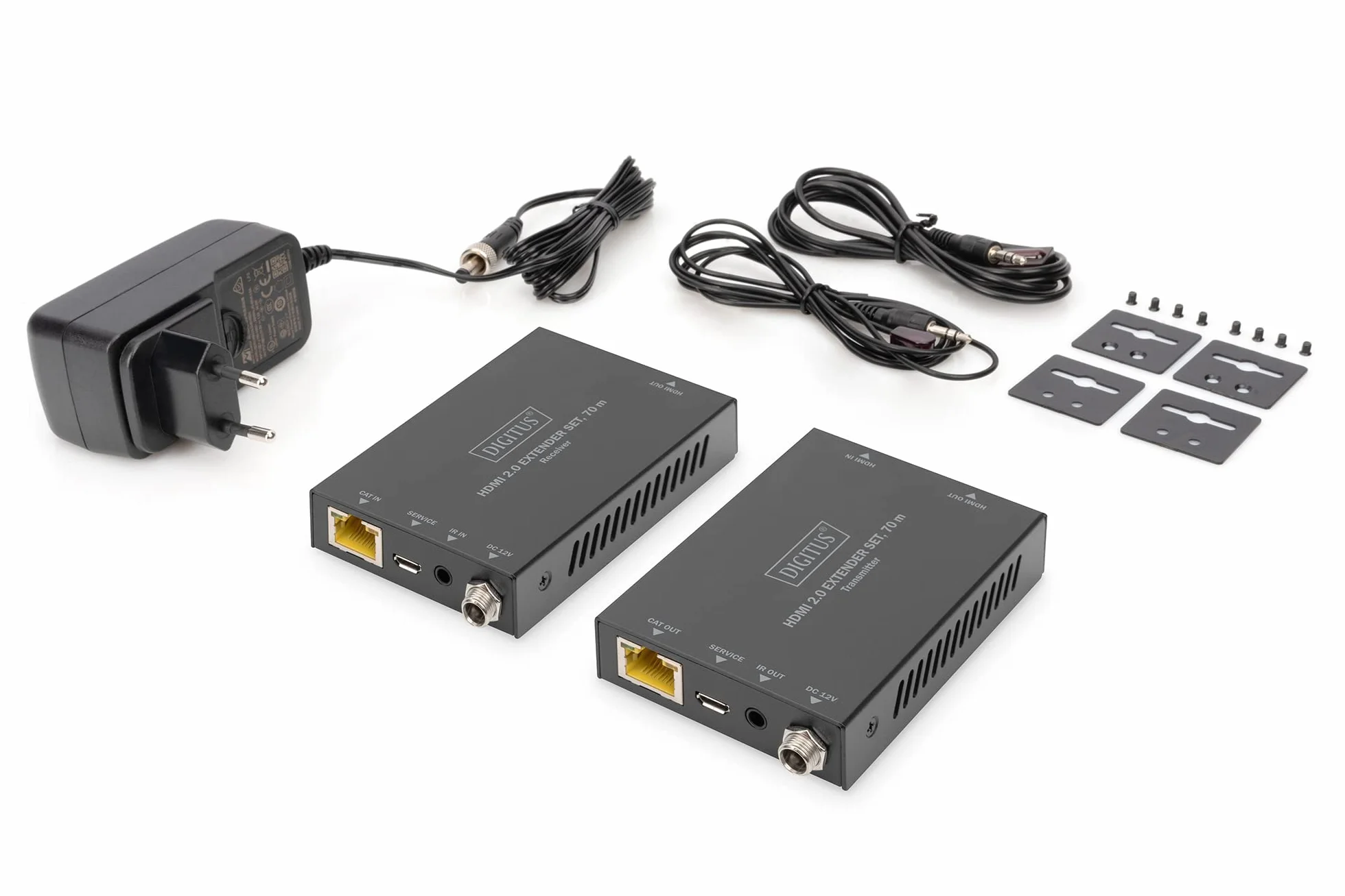DIGITUS Set estensore HDMI 2.0 70 m 4K/60 Hz 18 Gbps HDCP 2.2 HDR PoC