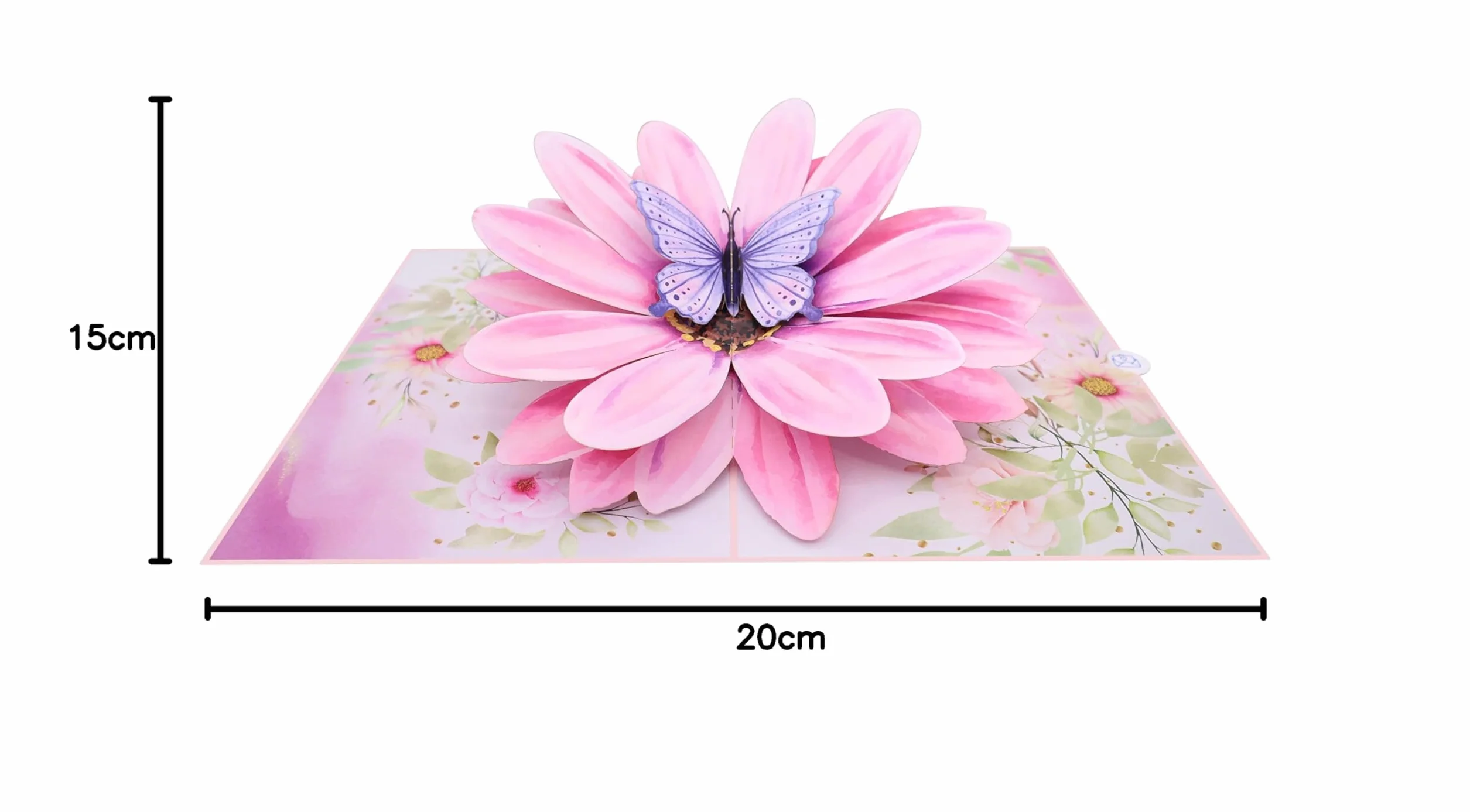 MOKIO Biglietto Fiore Pop-Up 3D con Farfalla – Biglietto Regalo Floreale con Busta